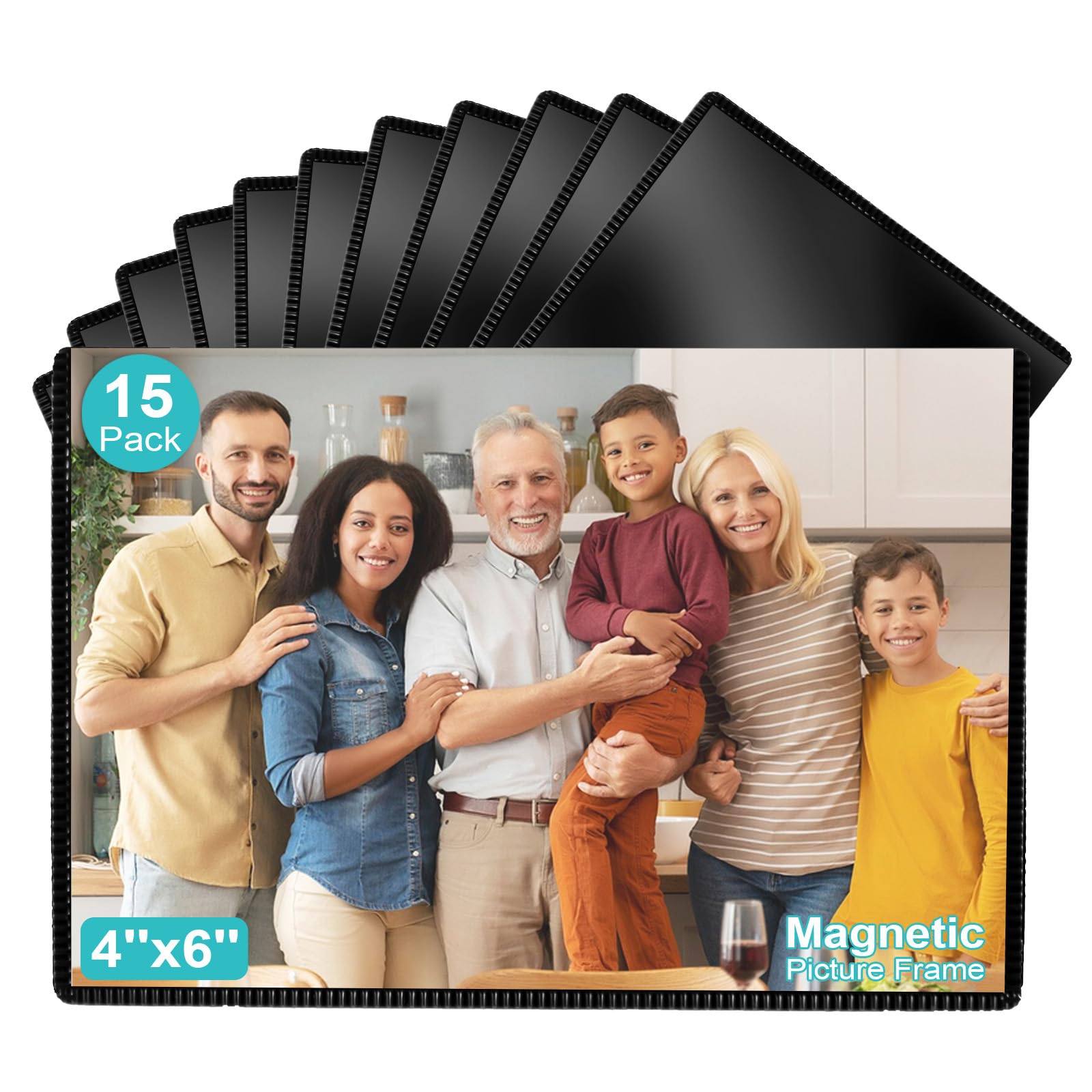 Magnetic Picture Frame, 15 Pack Magnetic Photo Frames for Refrigerator 4x6 Magnetic Frame Reusable, Refrigerator Magnets Picture