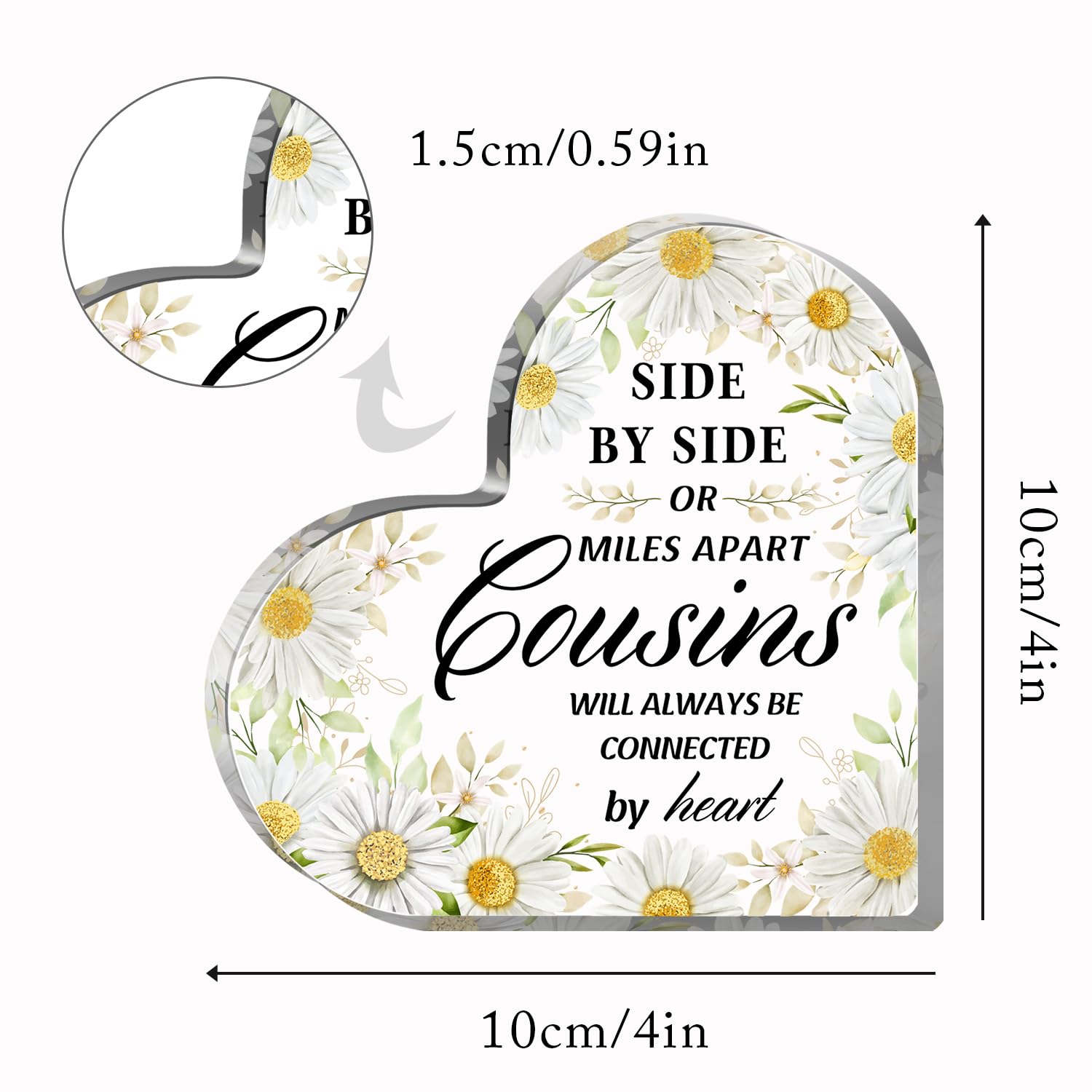 Cousin Gifts for Women, Cousin Birthday Gifts for Women, Best Cousin Ever Gifts, Heart Acrylic Gifts for Cousins, Cousin Birthda