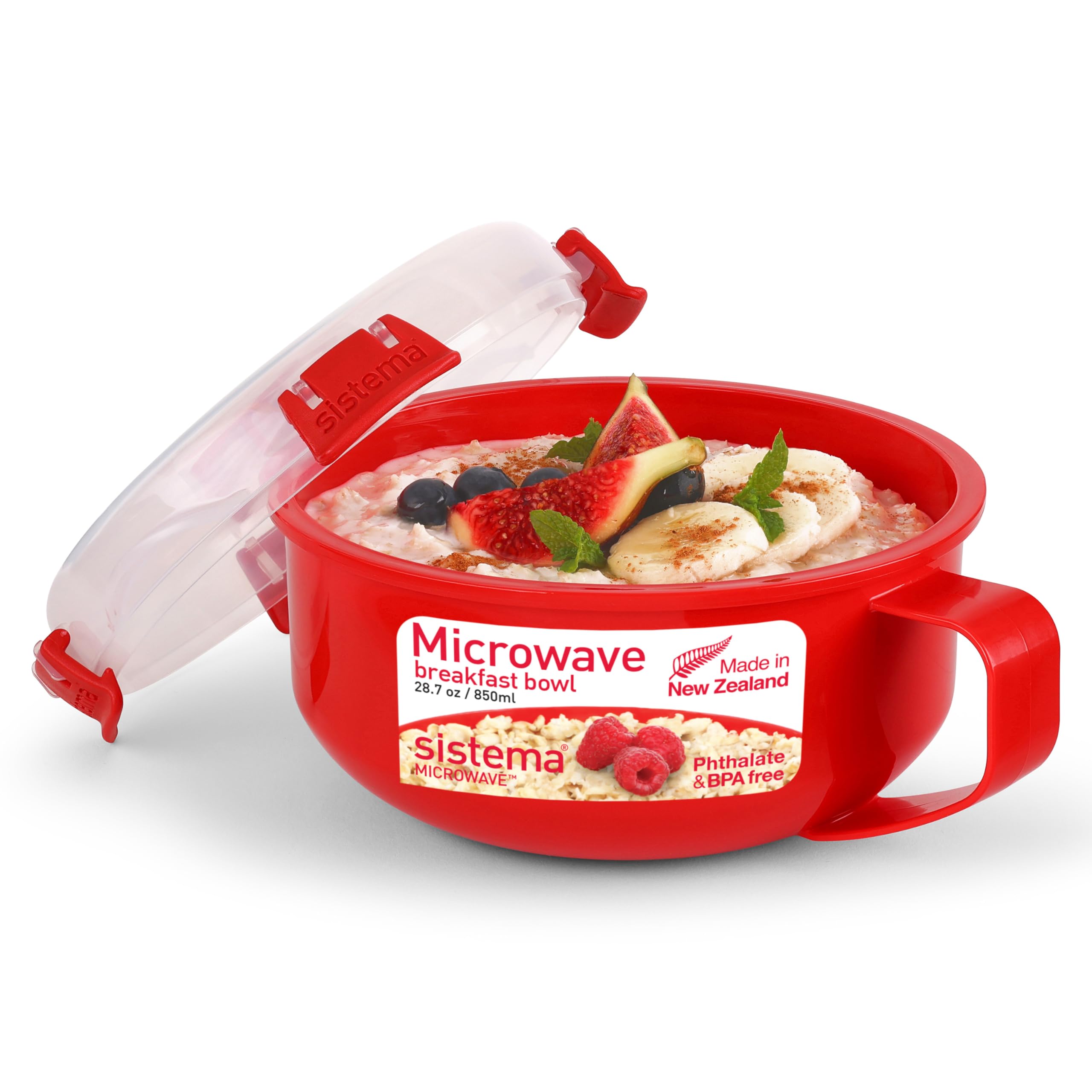 Sistema Microwave collection Plastic Breakfast Bowl  287oz850ml  Red