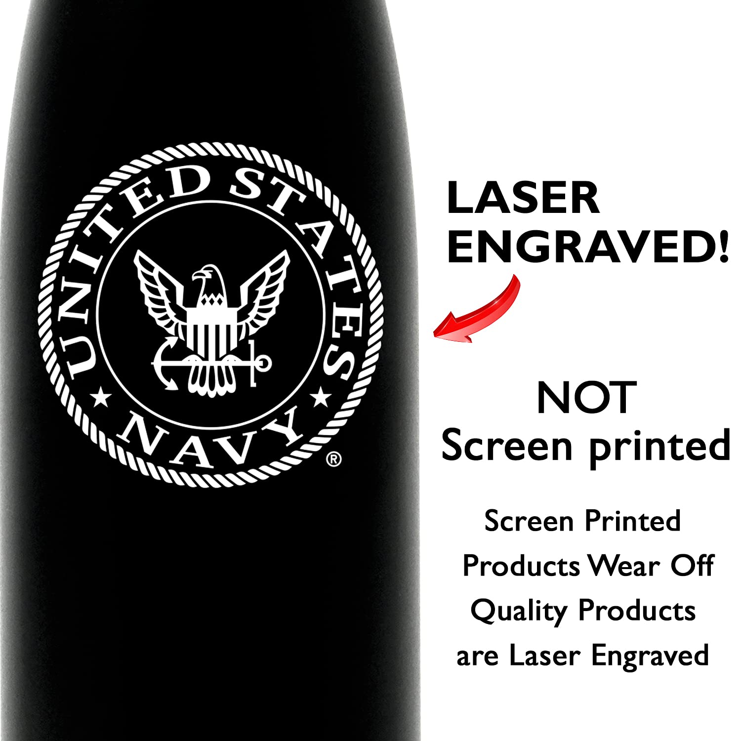 17oz US Navy Double Wall Vacuum Insulated Stainless Steel Water Bottle - US Navy Gifts for Veterans  Disabled USMC Vet Owned SMALL Business