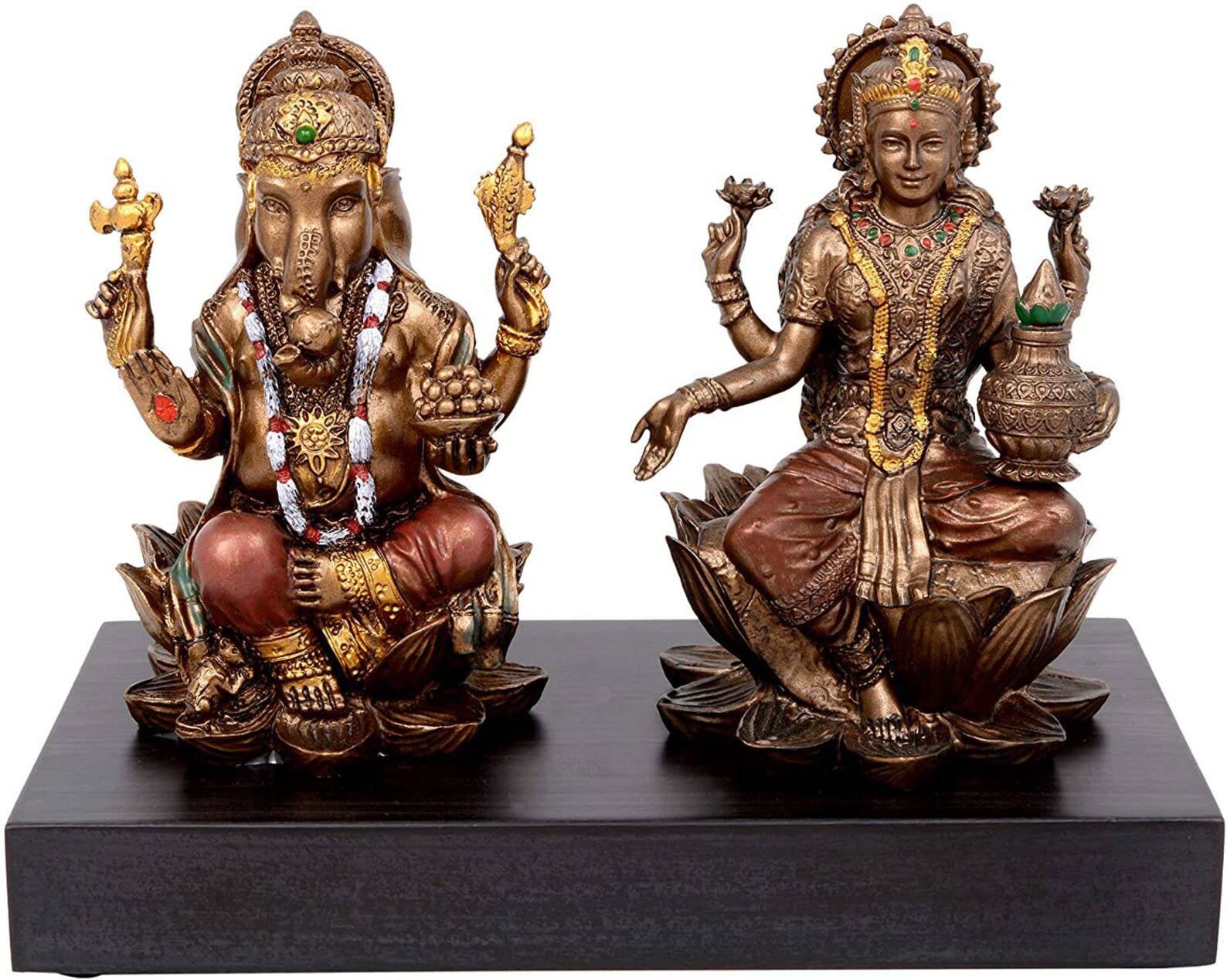 Sri Krishna Culture Set Of Small Laxmi Ganesh For Home- Height-3 Inches-Resin-Antique Finish