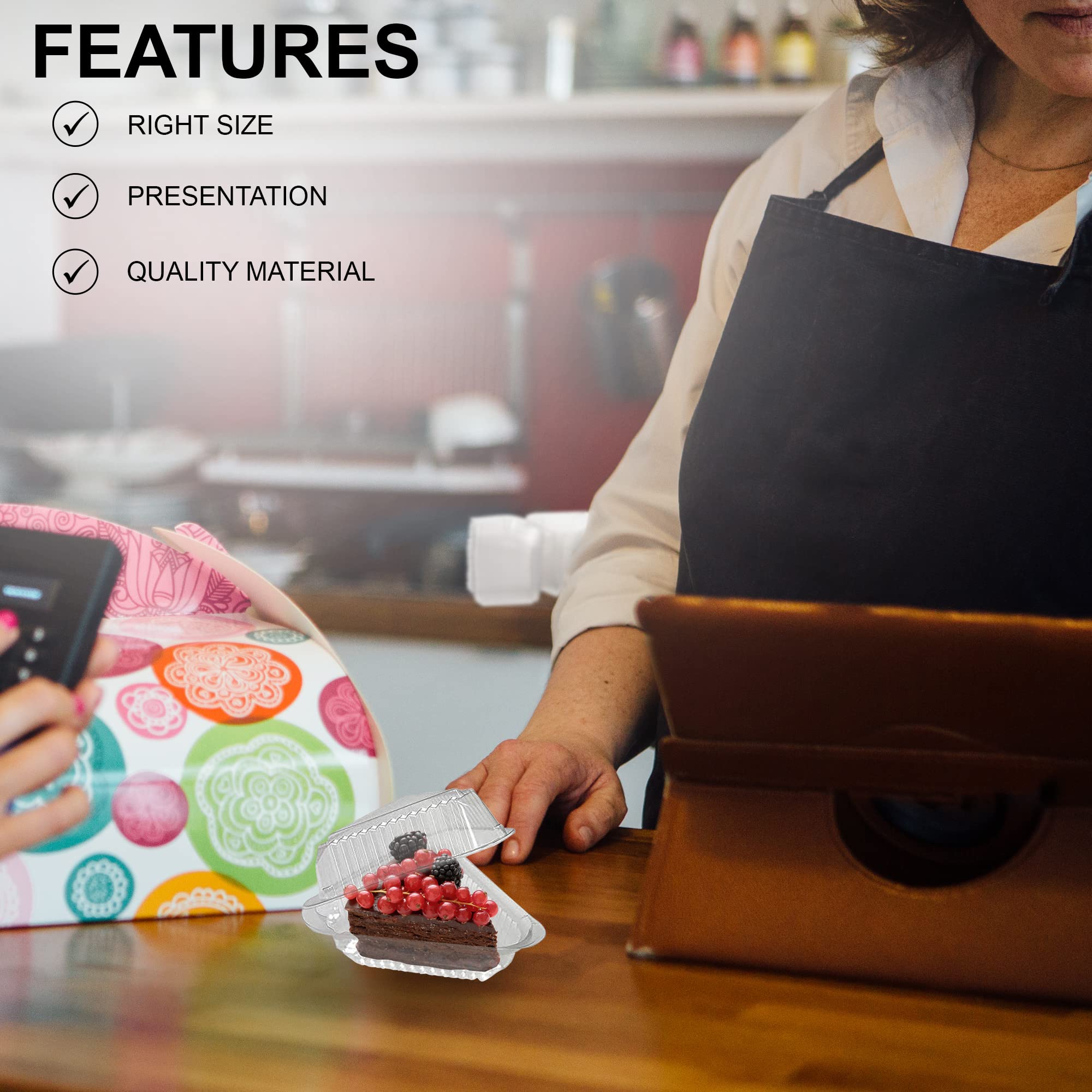 Mt Products Cake Slice Container - Clear Hinged Medium Deep Cheesecake Pie Slice Containers (Pack Of 20) - Made In The Usa