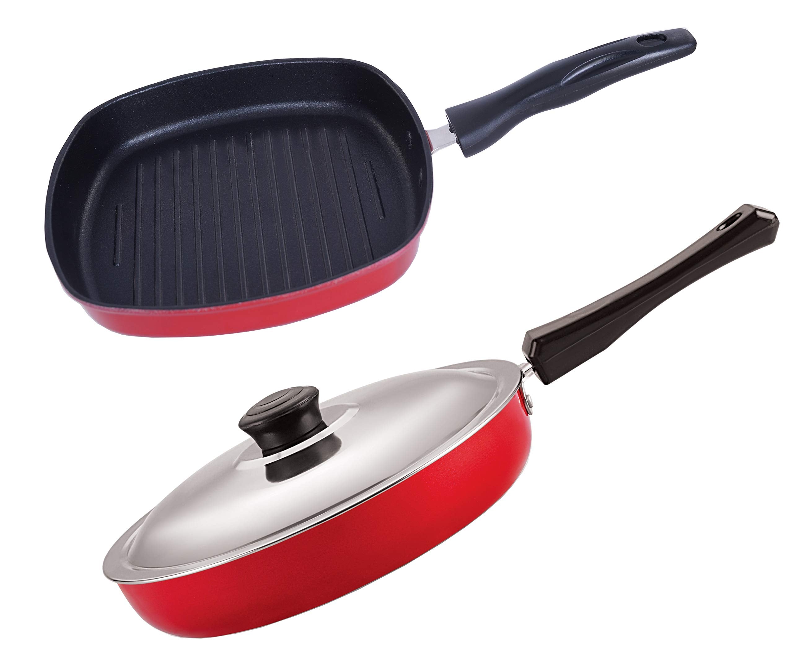 Nirlon NonStick Heat Resistance Fry Pan And Grill Pan Cooking Item Set