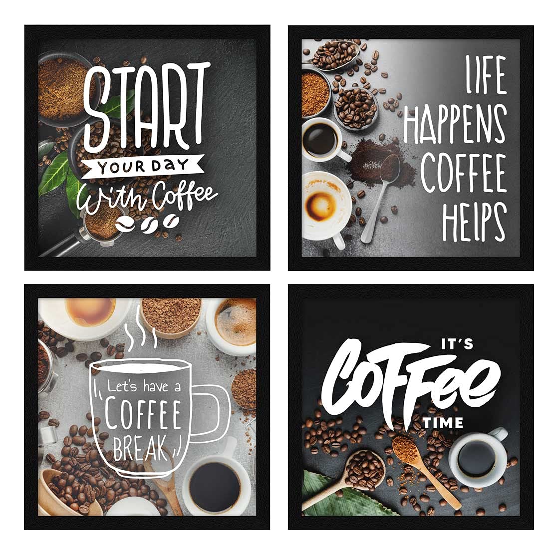 ArtX Kitchen Food Coffee Spices Motivational Funny Quotes Wall Art Painting, Framed Posters, 20 X 20 inches, 10.0 X 10.0 inches 