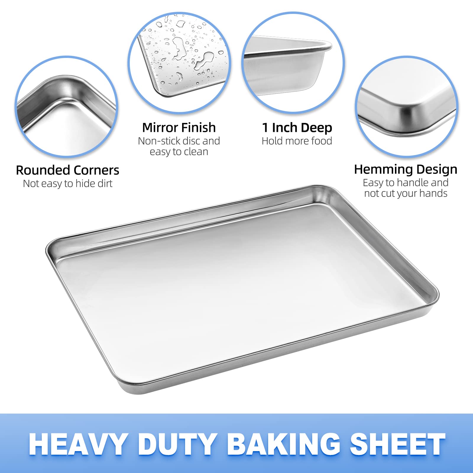 Baking Sheet With Wire Rack Set (1 Baking Tray + 1 Cooling Rack), Zacfton 16 X 12 X 1 Inch Stainless Steel Cookie Sheet Baking P