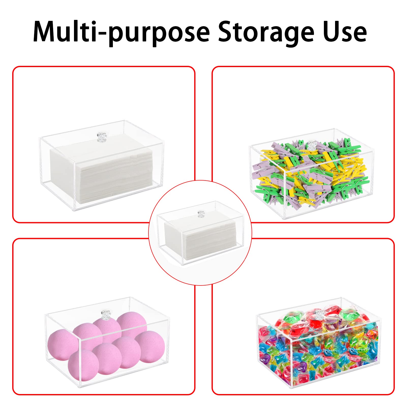 Weiai Acrylic Dryer Sheet Holder, Clear Dryer Sheets Box Container For Laundry Dispenser Storage