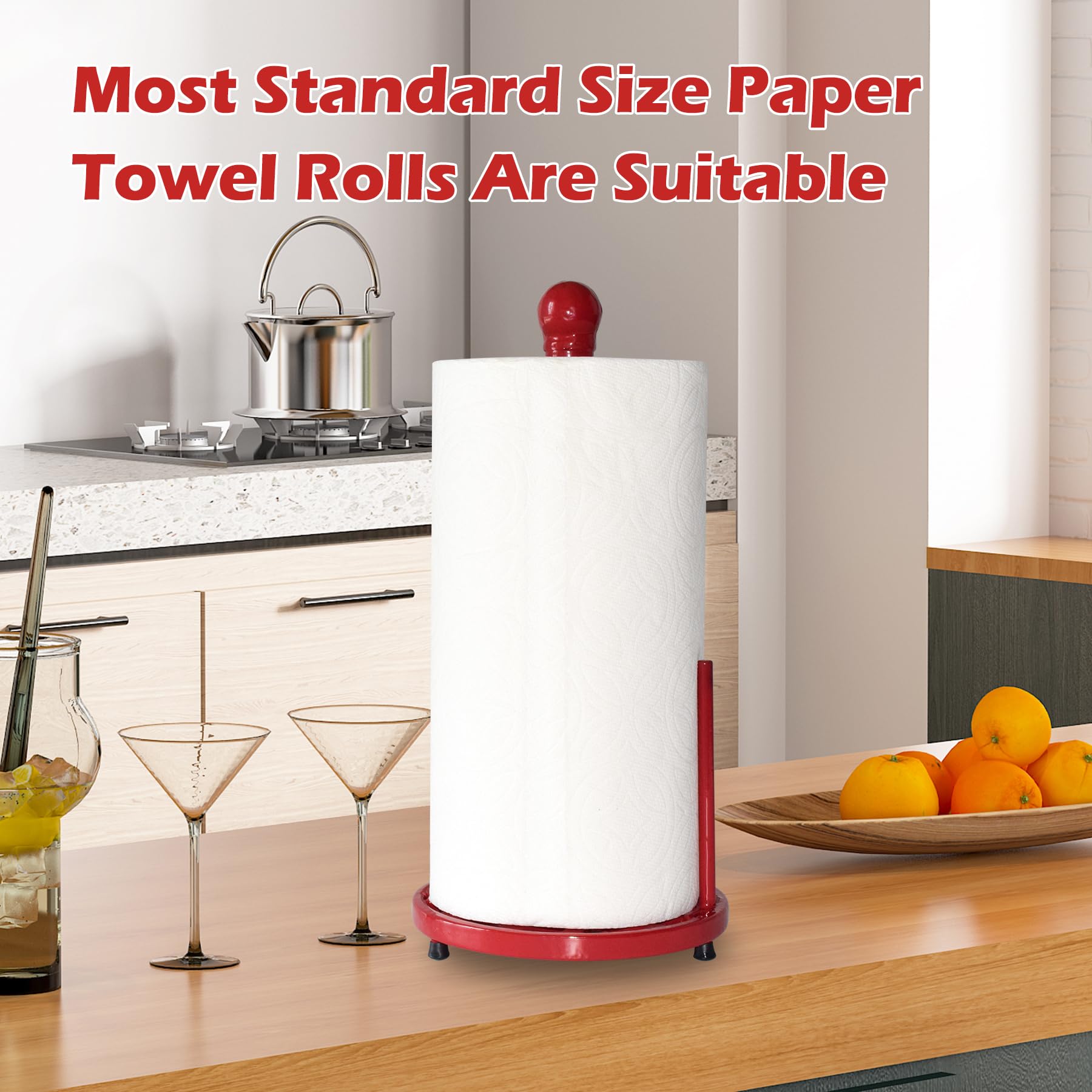 Minluful Vintage Paper Towel Holder Countertop - Cast Iron Standing Roll Paper Towel Dispenser With Elegant And Heavy Daffodil P