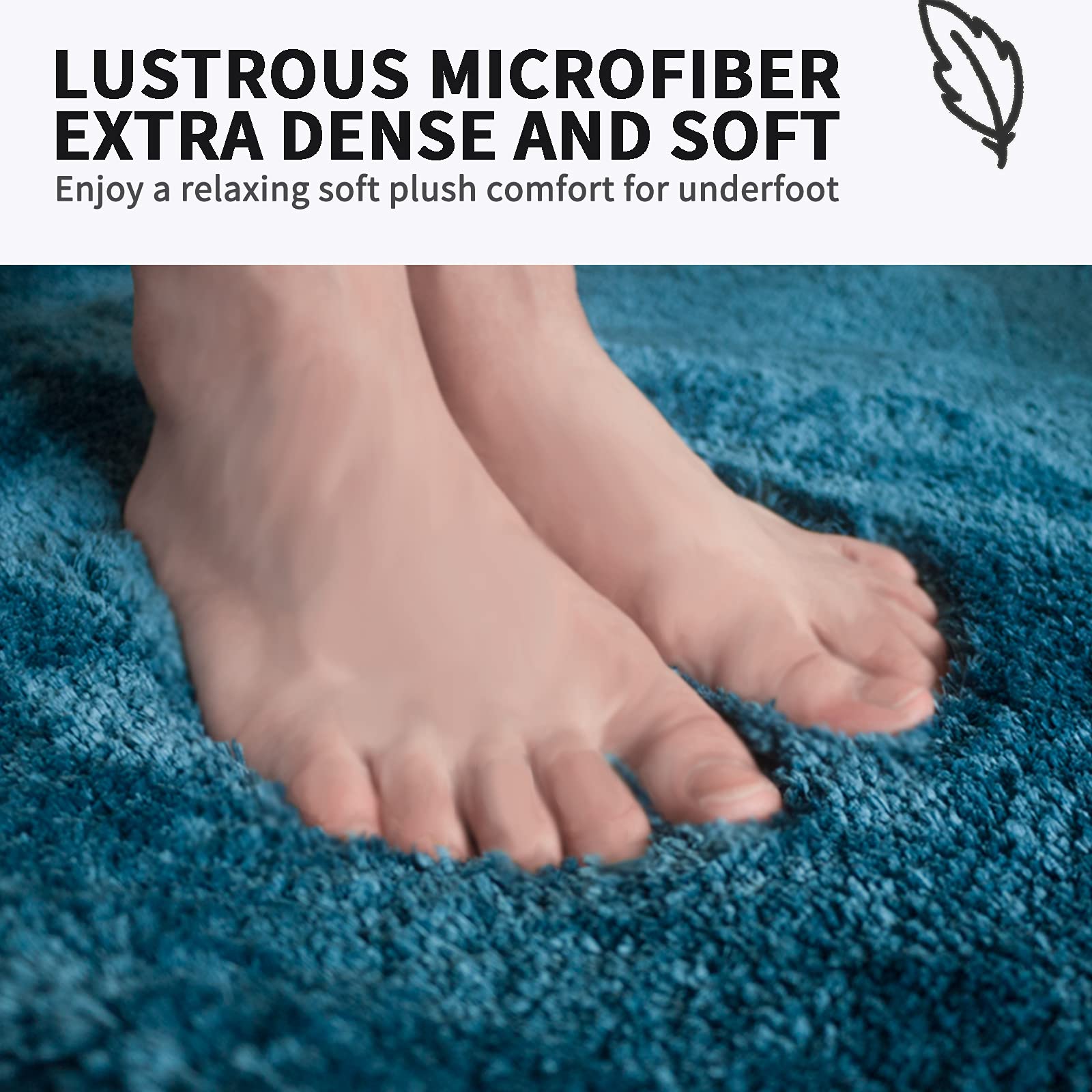 FIFU Bathroom Rugs Non-Slip  Soft & Shaggy Bath Mats for Bathroom Floor  Tub and Sink  Absorbent and Machine Washable  17x24 Inches Peacock Blue