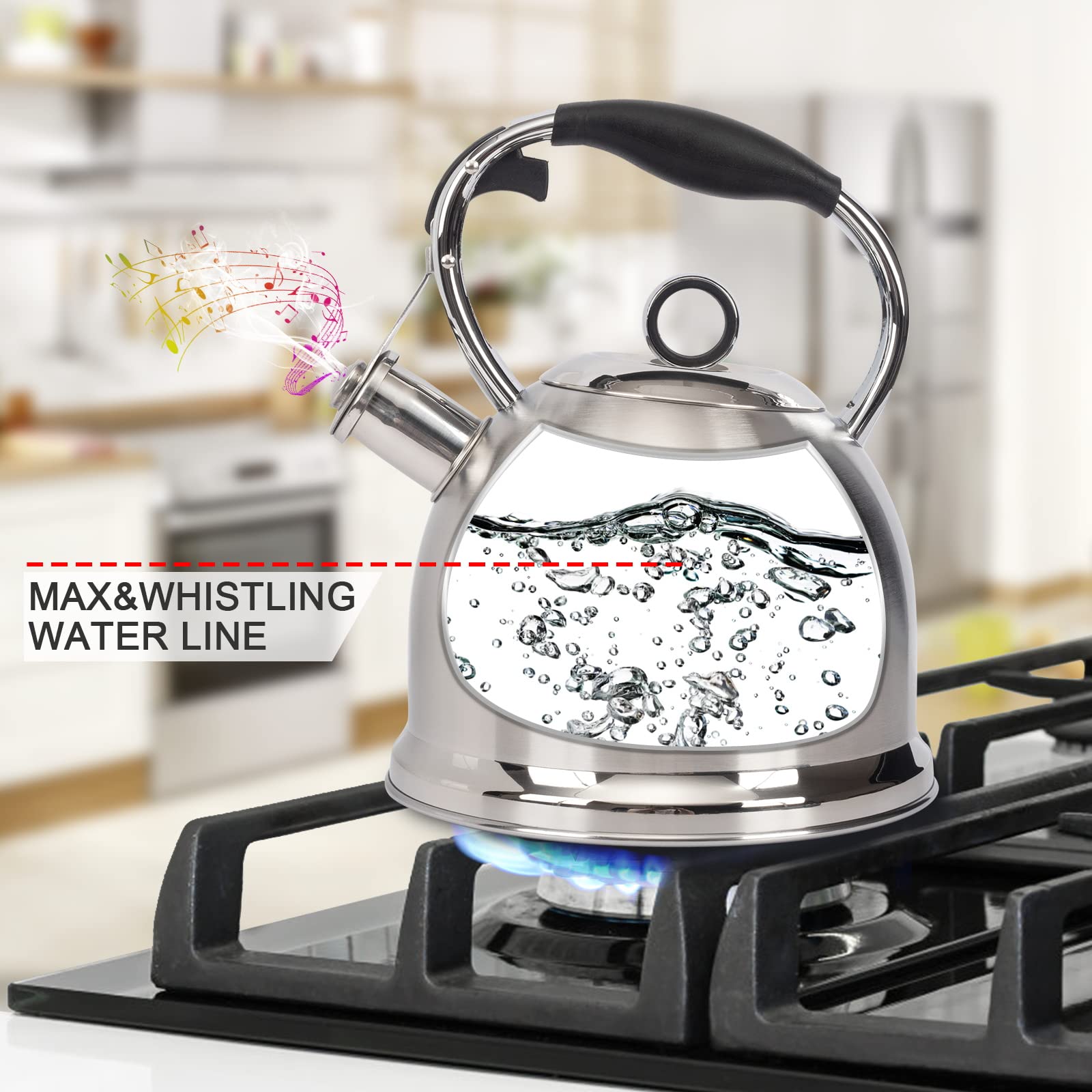 Tea Kettle For Stovetop, Food Grade Stainless Steel Water Kettle, Tea Pot For Home & Kitchen, 3.0 Qt