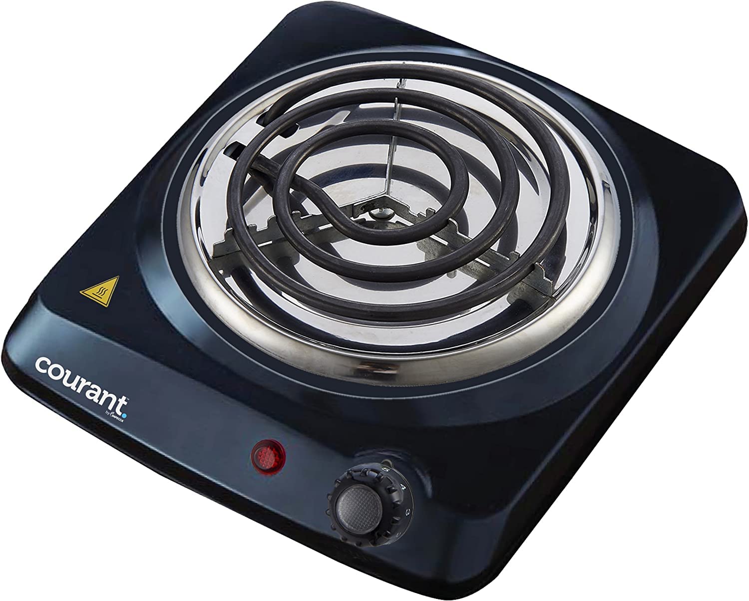 Courant Electric Burner, Single Buffet Countertop Hotplate, 1000W Portable Cooktop, Black