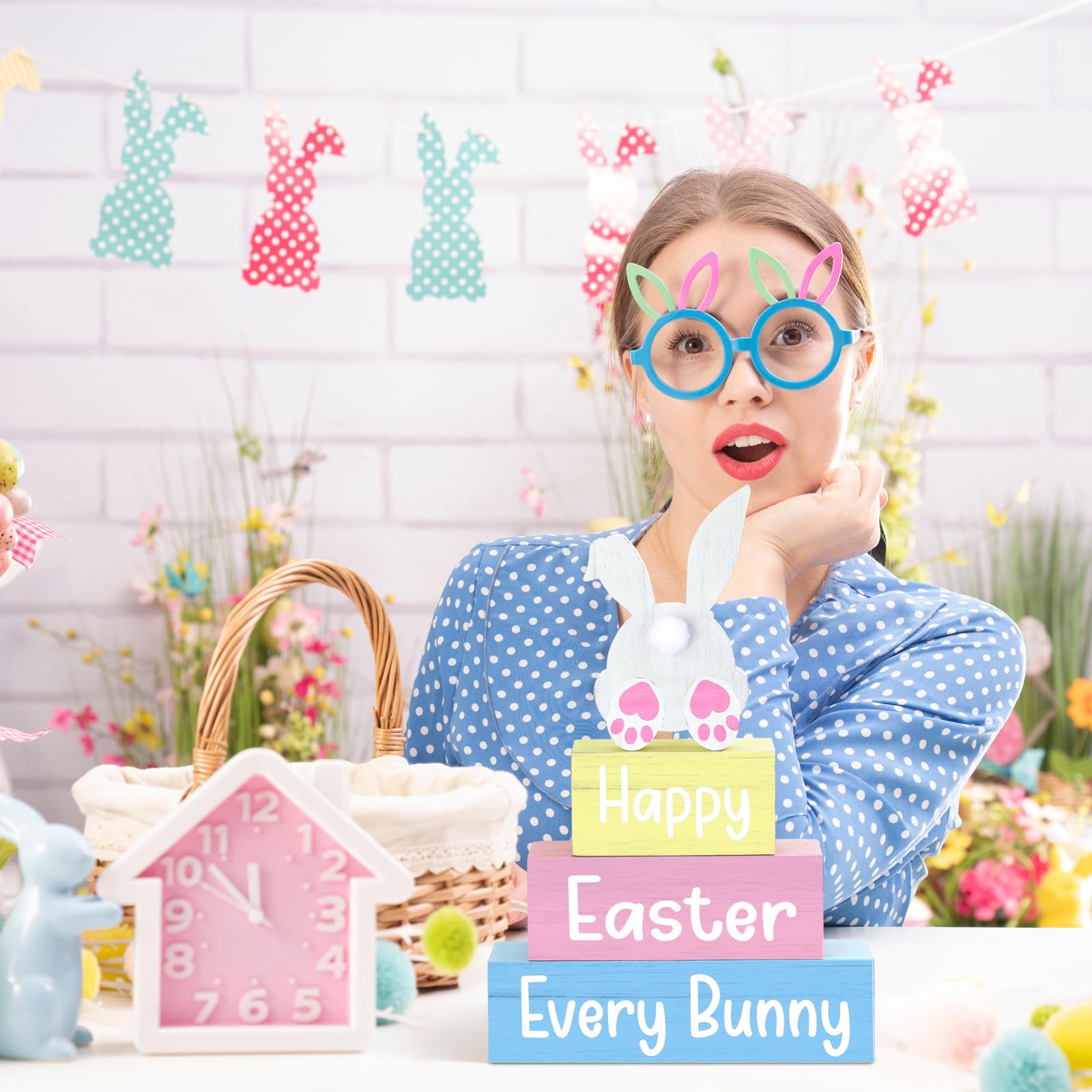 Motionchic 4 Pcs Easter Table Decorations He Is Risen Wooden Table Sign Religious Wood Centerpiece Easter Cross Blocks Farmhouse