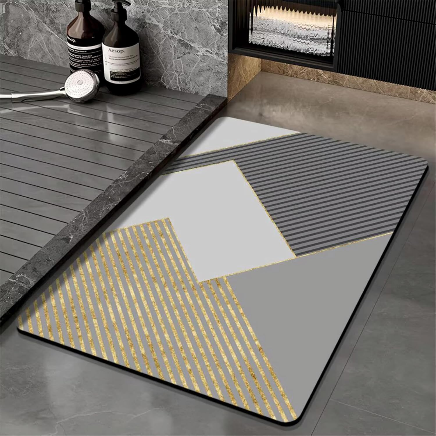 TPJ Mart NonSlip Bath Mat, Quick Dry Absorbent Silicone Floor Mat, Anti Skid Doormat for Bathroom, Home, Office, Living Room, H