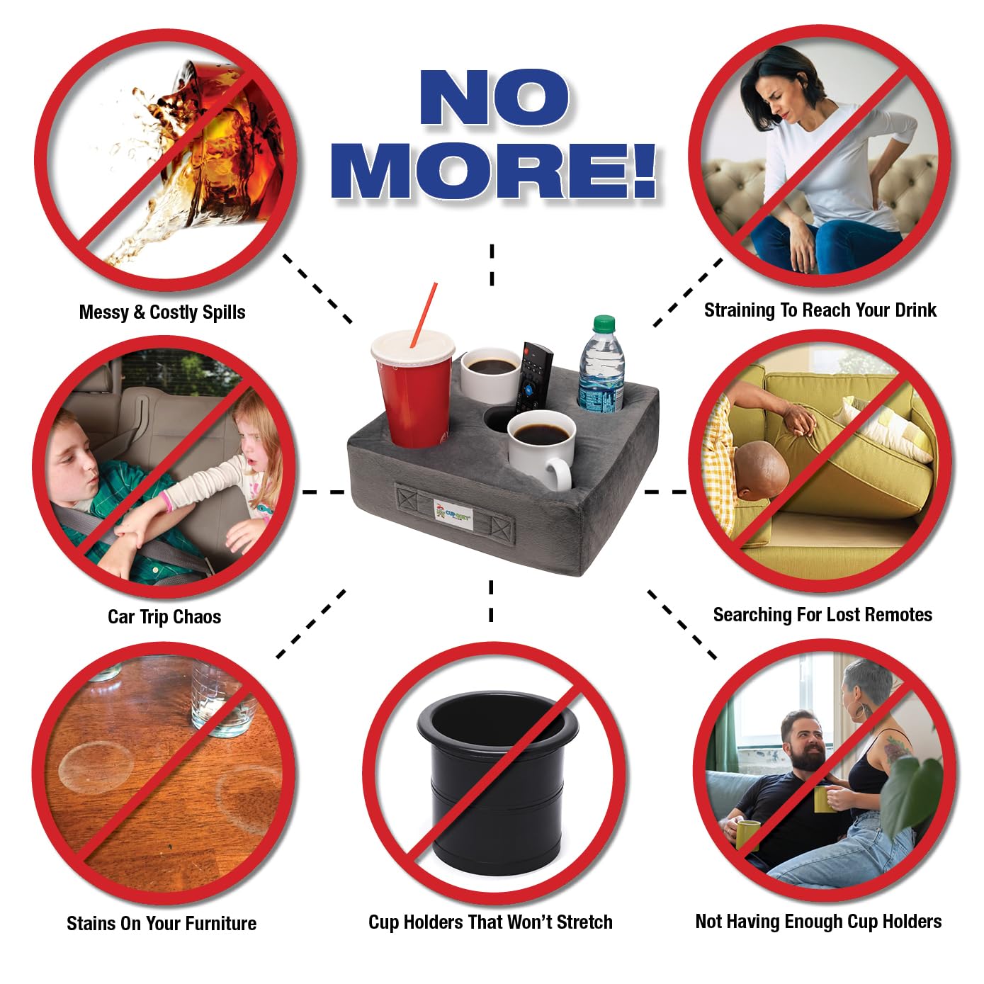 Cup Cozy Deluxe Pillow (Navy)- As Seen On Tv-The World'S Best Cup Holder! Keep Your Drinks Close And Prevent Spills. Use It Anyw