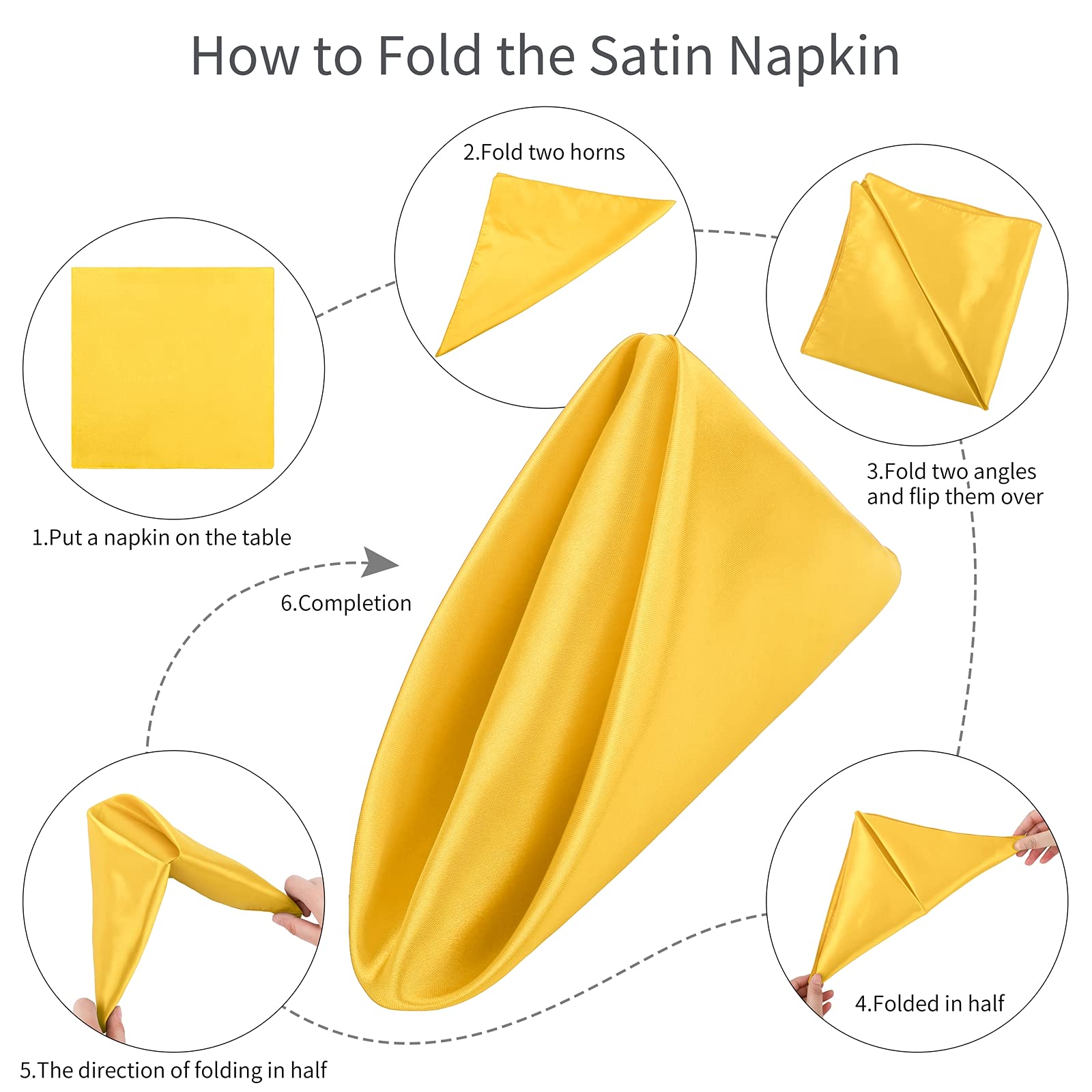 Aneco 16 Pack Square Satin Napkin Bright Silk Table Napkin Soft Smooth Fabric Table Napkin For Wedding Banquet Party Decoration,