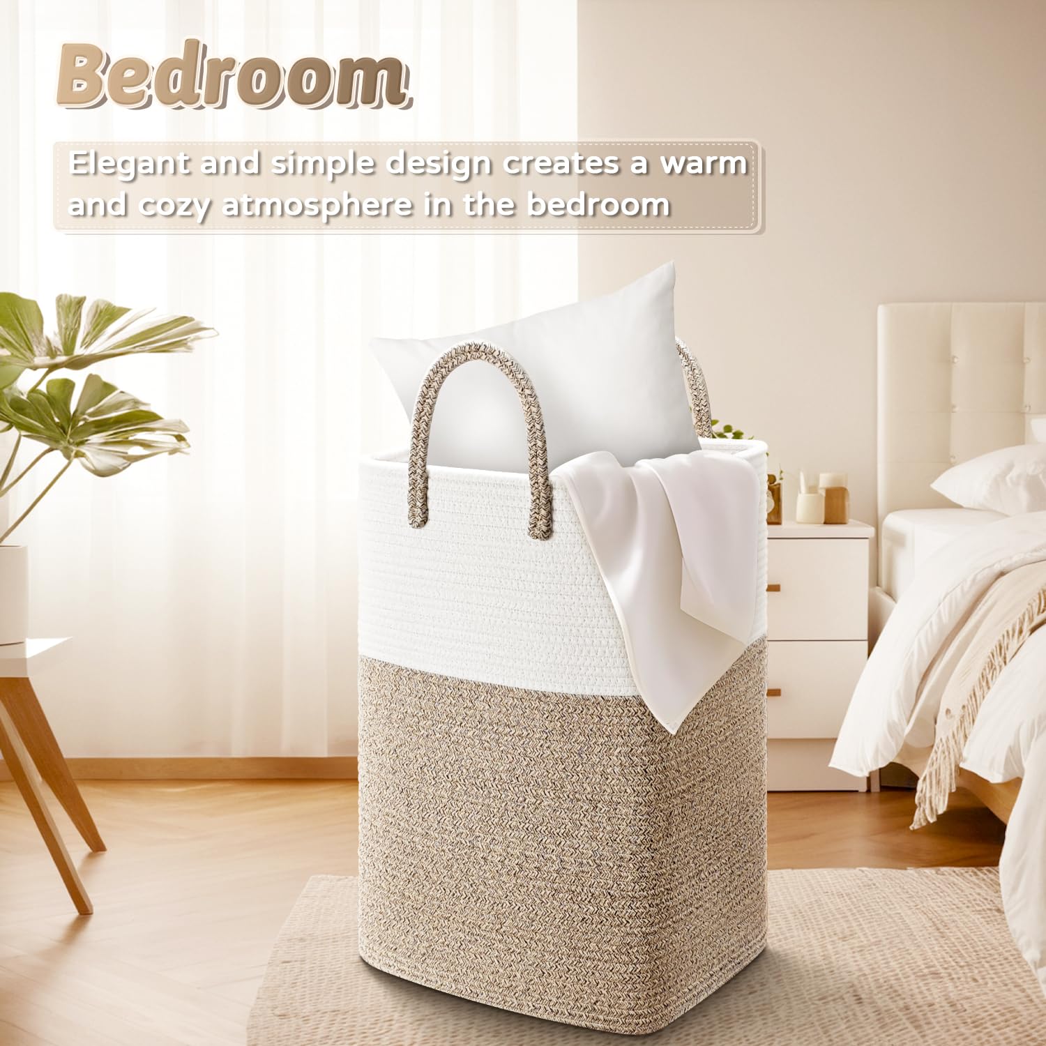 Artfeel Laundry Basket,Woven Cotton Rope Laundry Hamper,40L Versatile Storage For Dirty Clothes,Baby Toys,And Blankets In Bathro