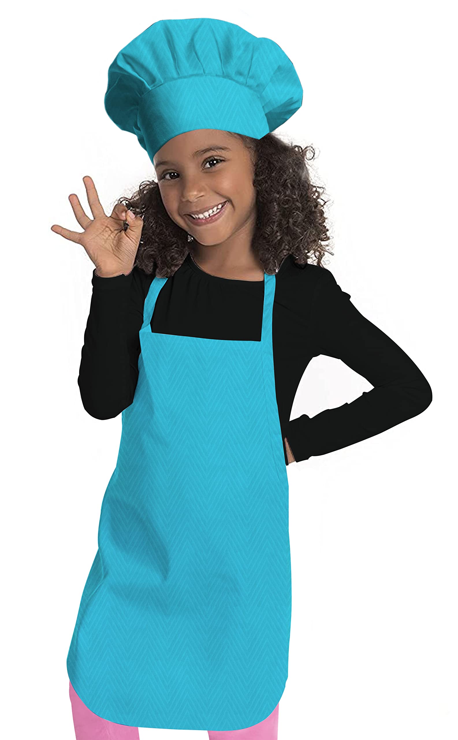 Oasis Home Collection Cotton Eyecatching Kids Apron With Chef Cap  Pack Of 1 (Blue)