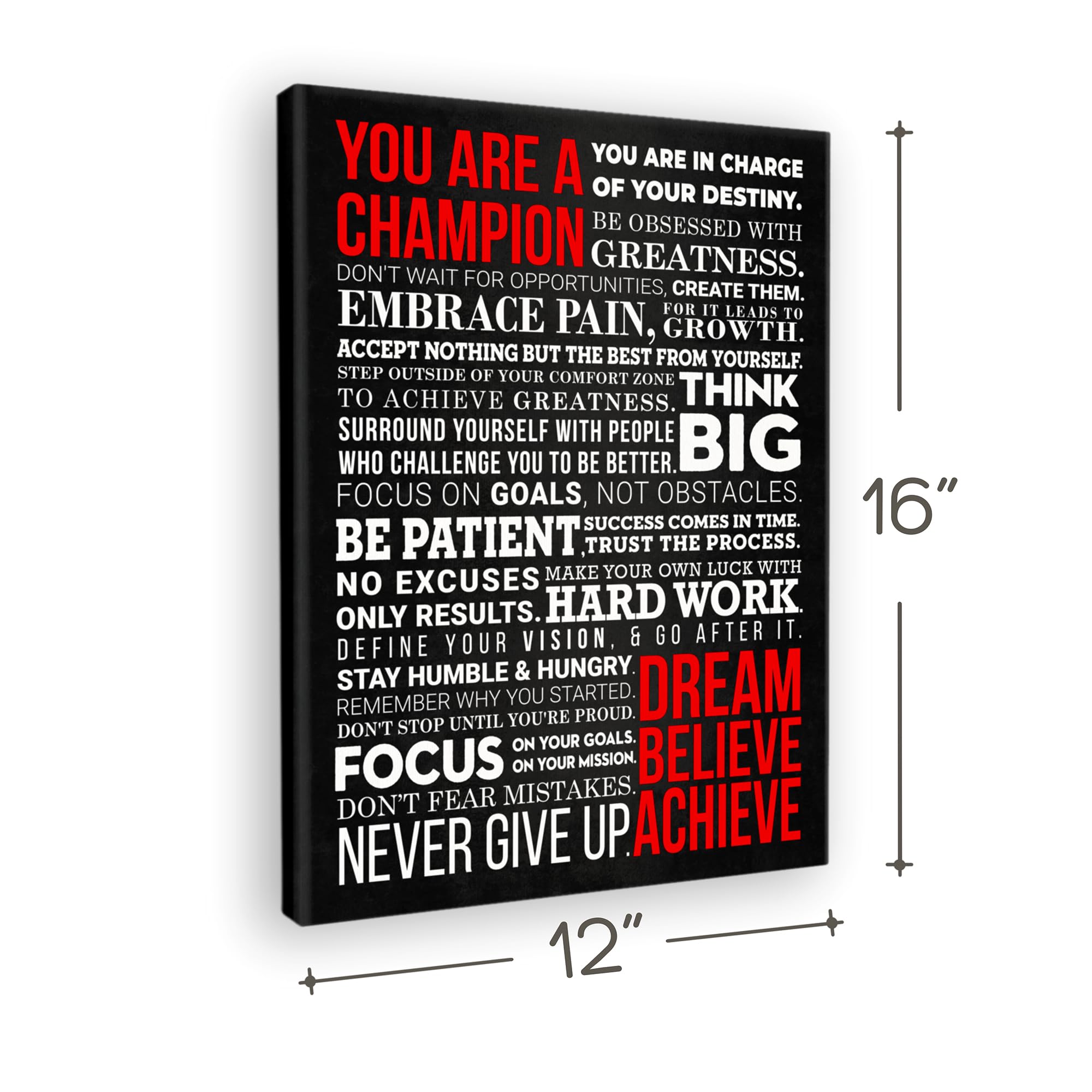 Honeykick A Champion'S Mantra Motivational Poster - 12 X 16 Inch Inspirational Wall Art D  Cor For Bedroom, Office, Gym - Framed