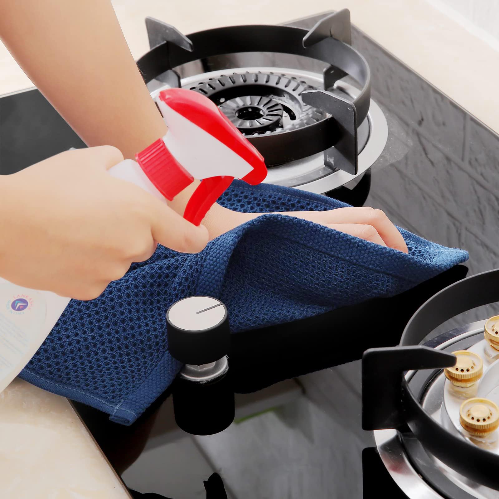 Homaxy 100% Cotton Waffle Weave Kitchen Dish Towels, Ultra Soft Absorbent Quick Drying Cleaning Towel, 13 X 28 Inches, 8-Pack, N