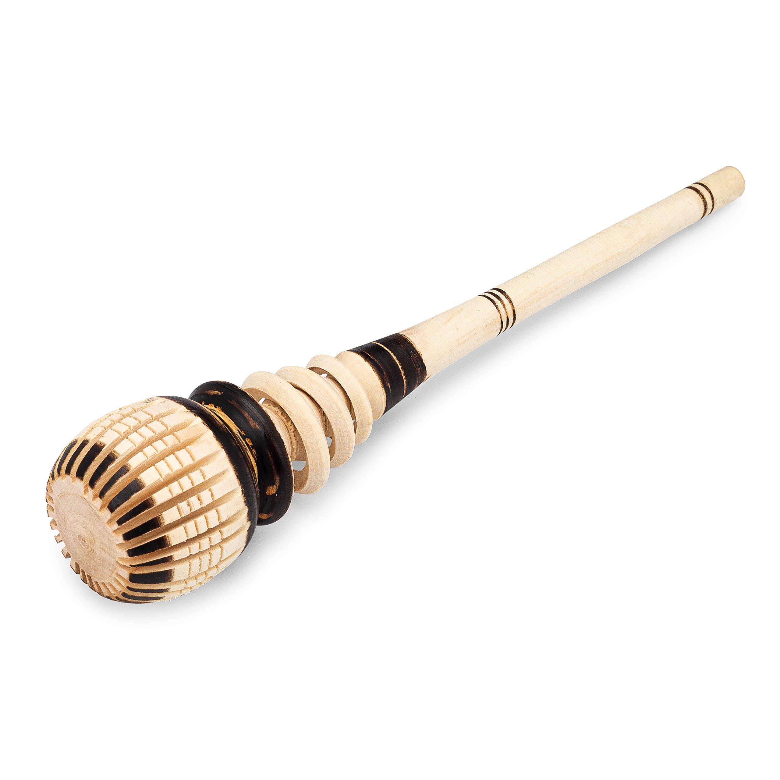 Champs Artisanal Mexican Molinillo 12.5-Inch | Mexican Hot Chocolate Mixer | Molinillo De Chocolate De Madera | Wood Stirrer Whi