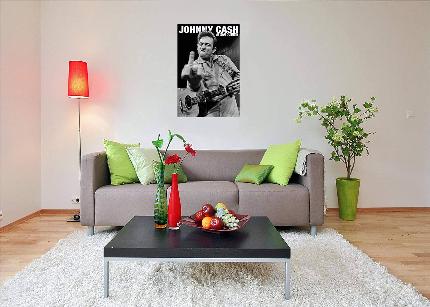 Scorpio Posters Johnny Cash San Quentin Laminated Poster 24.5" x 36.5" Black & White