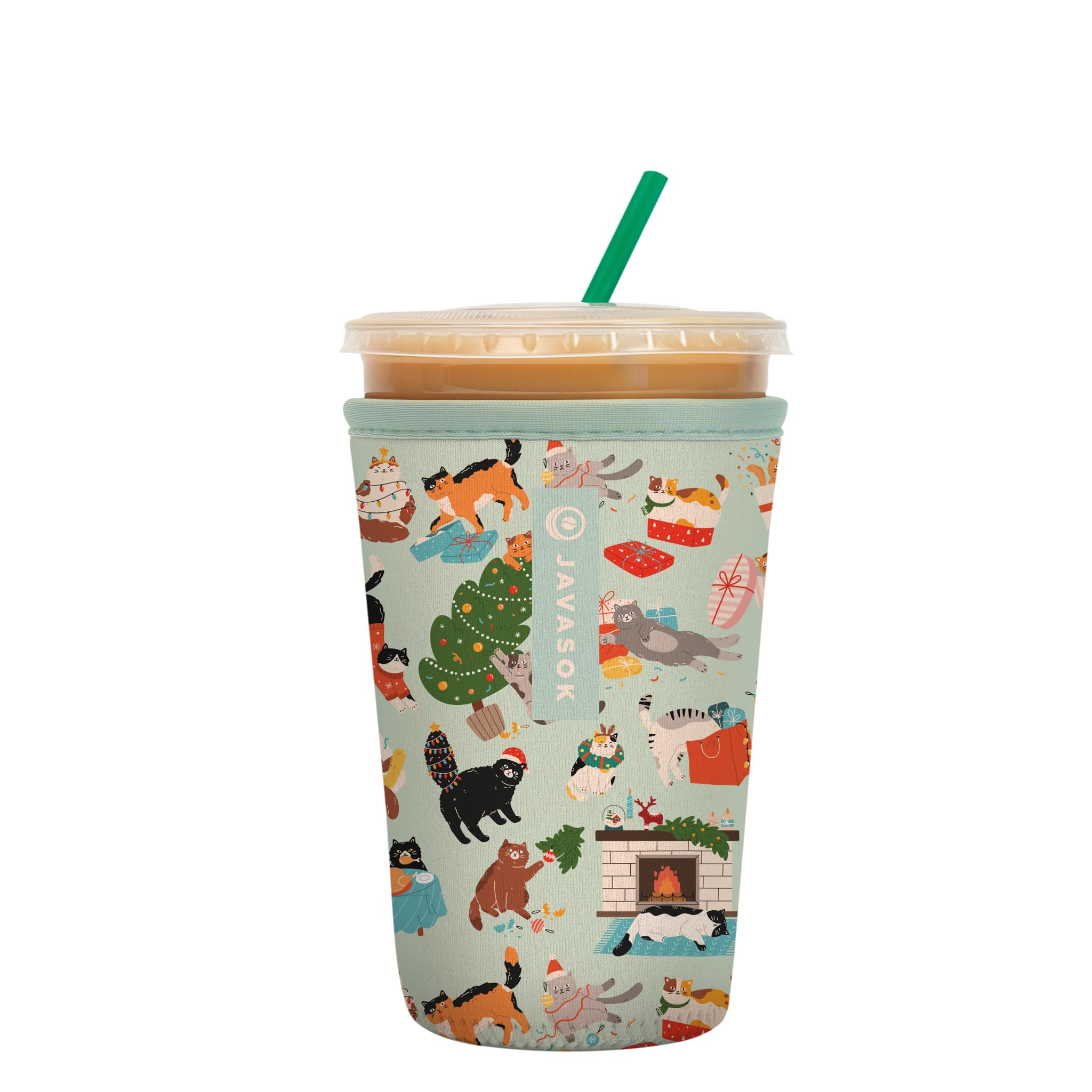 Sok It JavaSok Iced Coffee & Cold Soda Insulated Neoprene Cup Sleeve (Meowy Mayhem, Medium: 22-28oz)