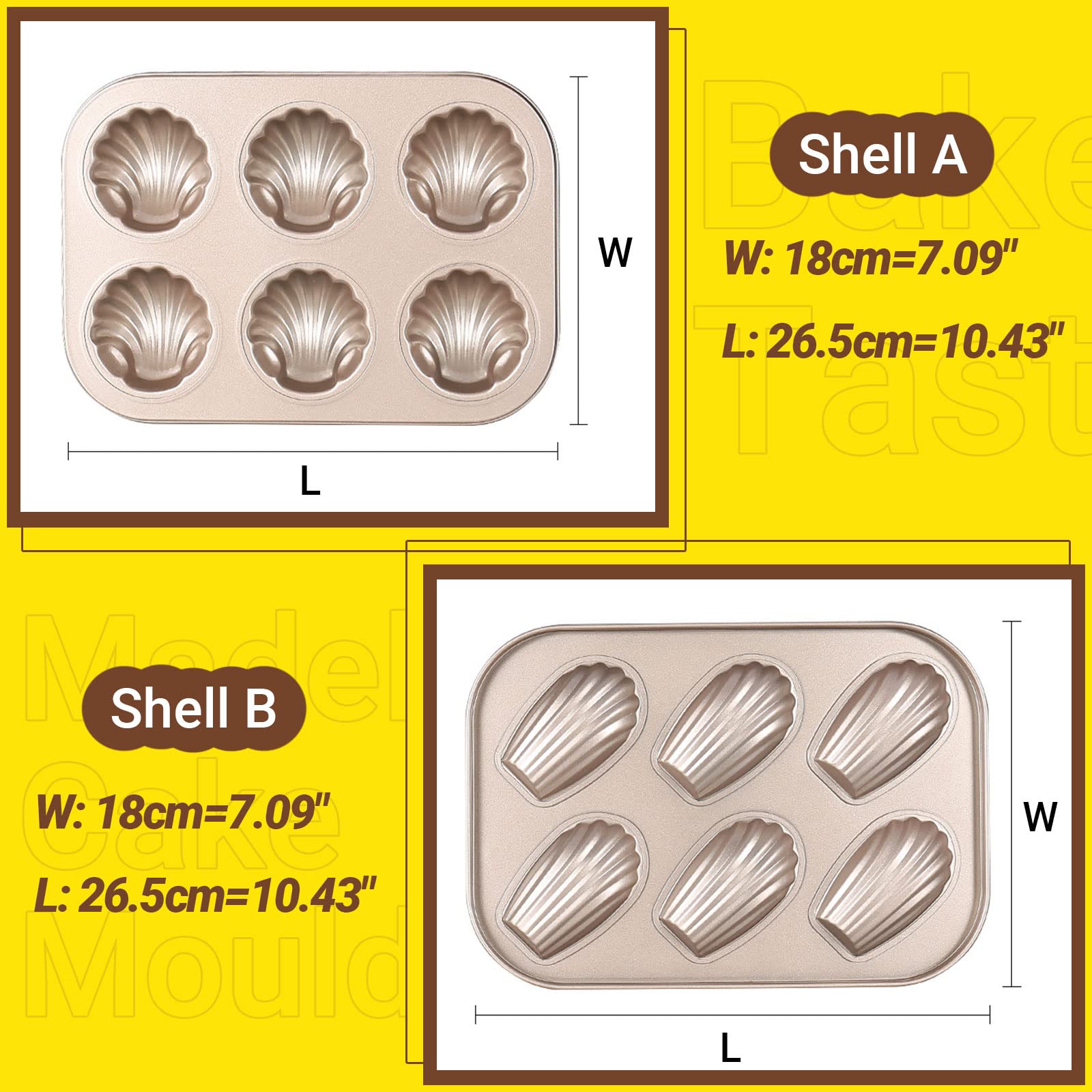 Eiixmso 2Pcs Shell Madeleine Pan Non-Stick Kitchen Oven Baking Pans - Pudding Moulds, Baking Cookie Moulds, Carbon Steel With No