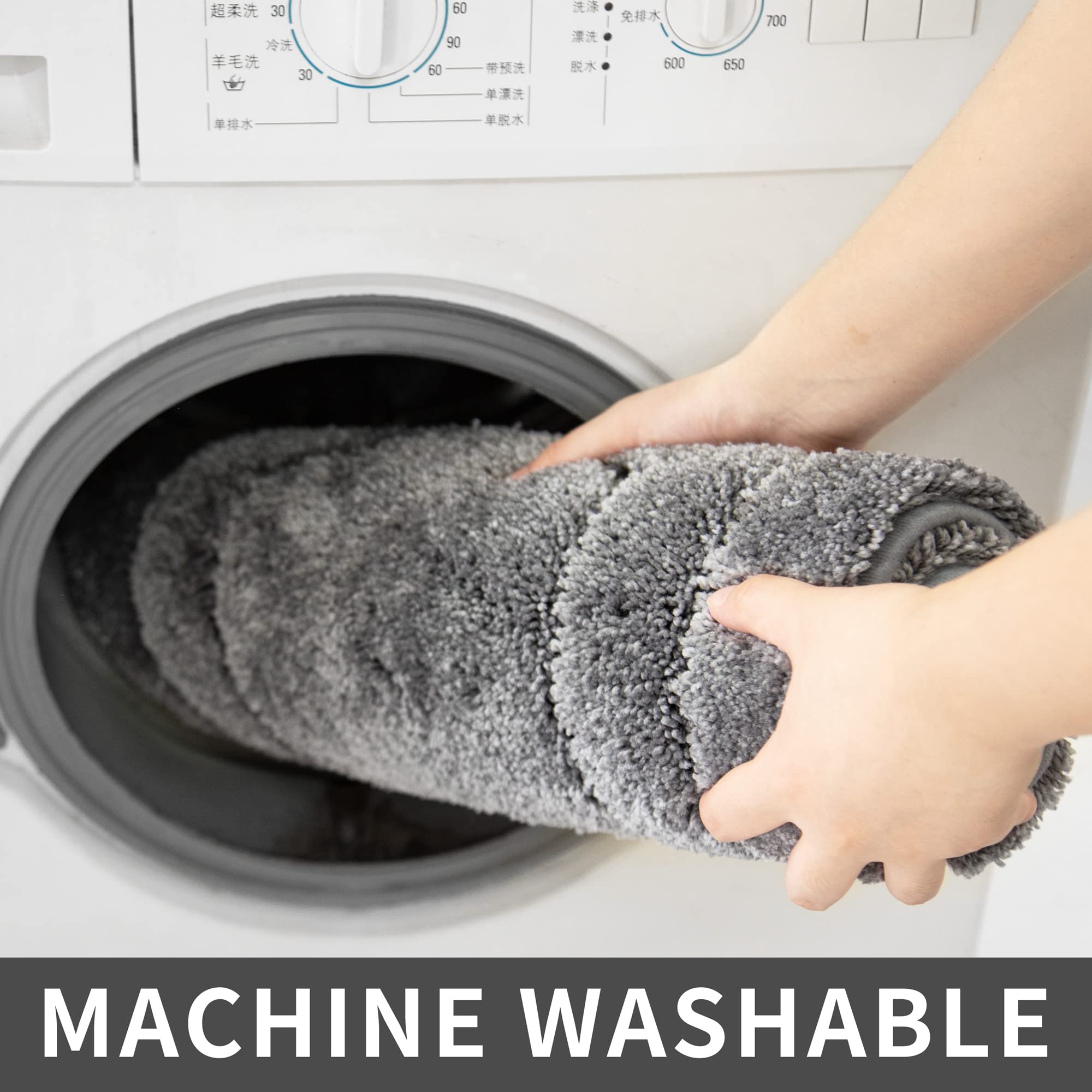 COSY HOMEER Extra Thick Bath Linen Sets Rugs for Bathroom - Anti-Slip Bath Mats Soft Plush100% Strong Polyester Living Room Bedroom Water Absorbent(Grey 20x32 - Inches)