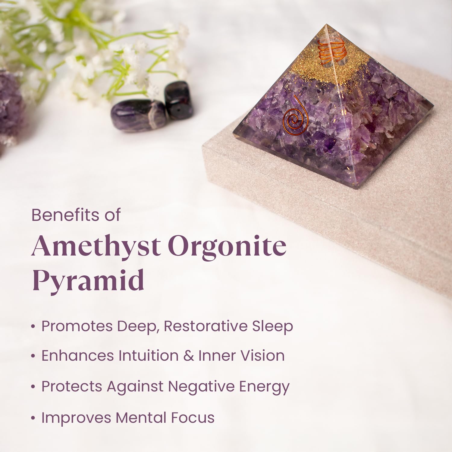 Astrotalk Amethyst Stone Resin Pyramid | Crystal Pyramid For Calm & Clarity | Vastu Items For Home Decor | Office Table Decoration Items | Gift For Man & Woman