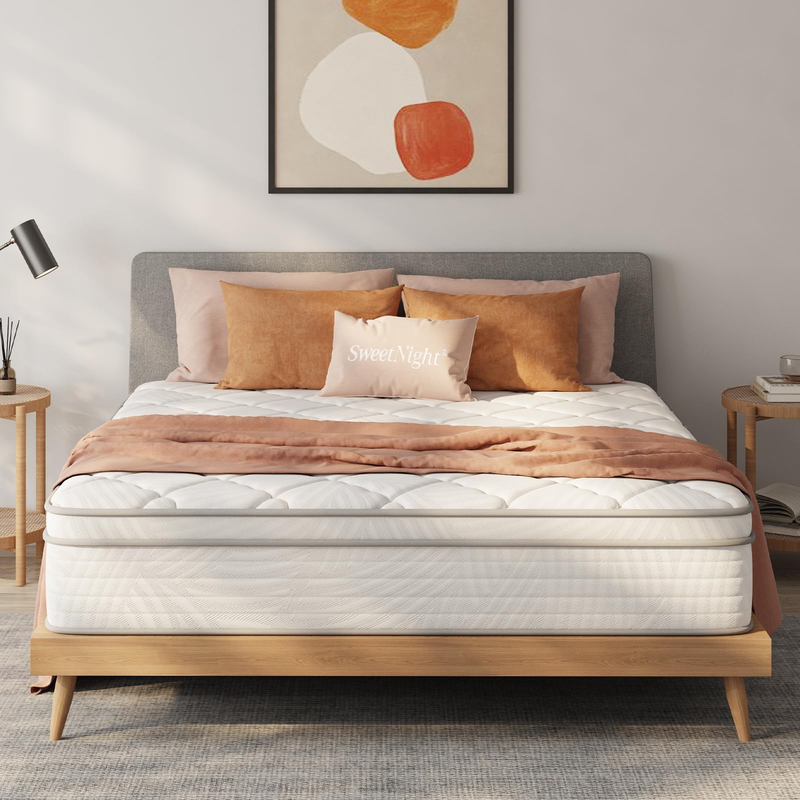 Sweetnight 12 Inch Hybrid King Size Mattress In A Box With Comfort Foam & Inddividual Pockect Springs, Plush King Mattresses For