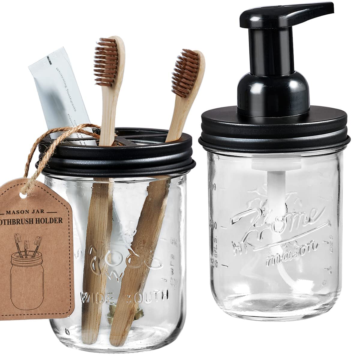 Sheechung Bathroom Accessories, Toothbrush Holder, Foaming Soap Dispenser, Bathroom Decor, Bathroom Accessory Set, Dish Soap Dis