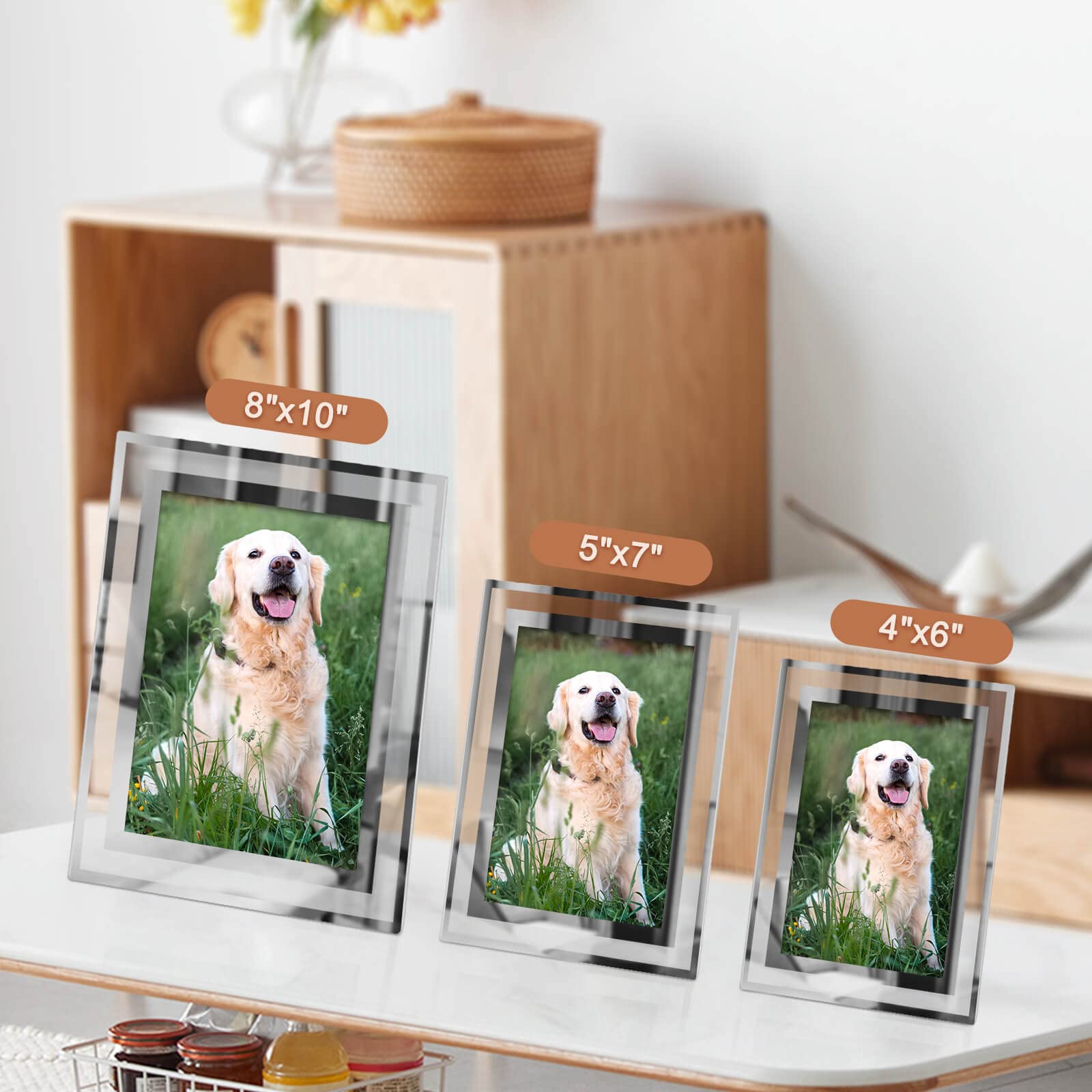 IZIDDO 8x10 Picture Frames Set of 2, Sliver Photo Frame for Tabletop, Glass Picture Frame, Horizontally or Vertically