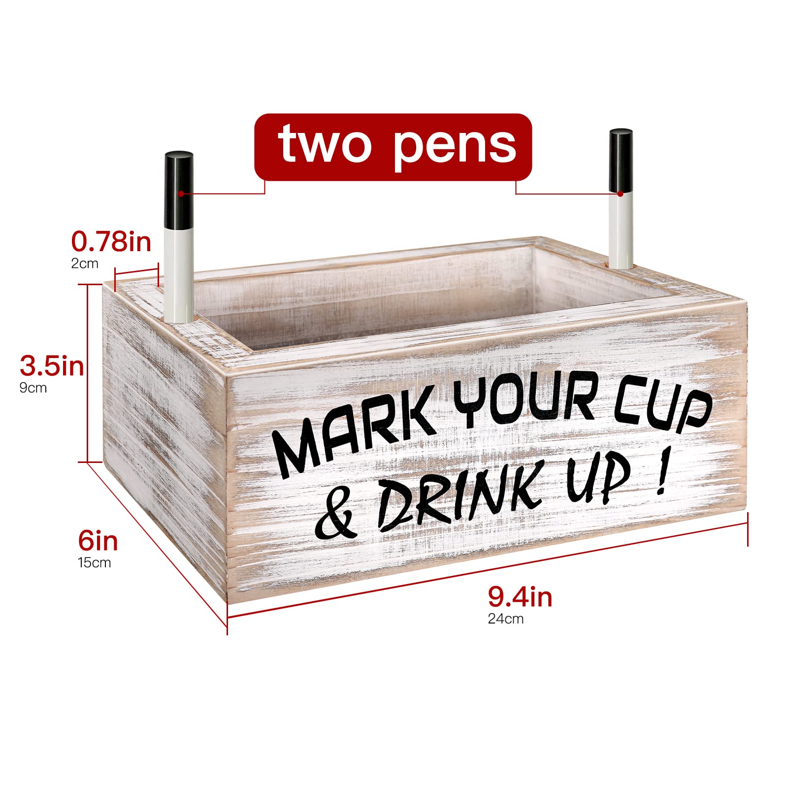 Wood Double Disposable Cup Holder With Marker Slot, Mark Your Cup And Drink Up Plastic Cup Organizer Drink Dispenser For Wedding