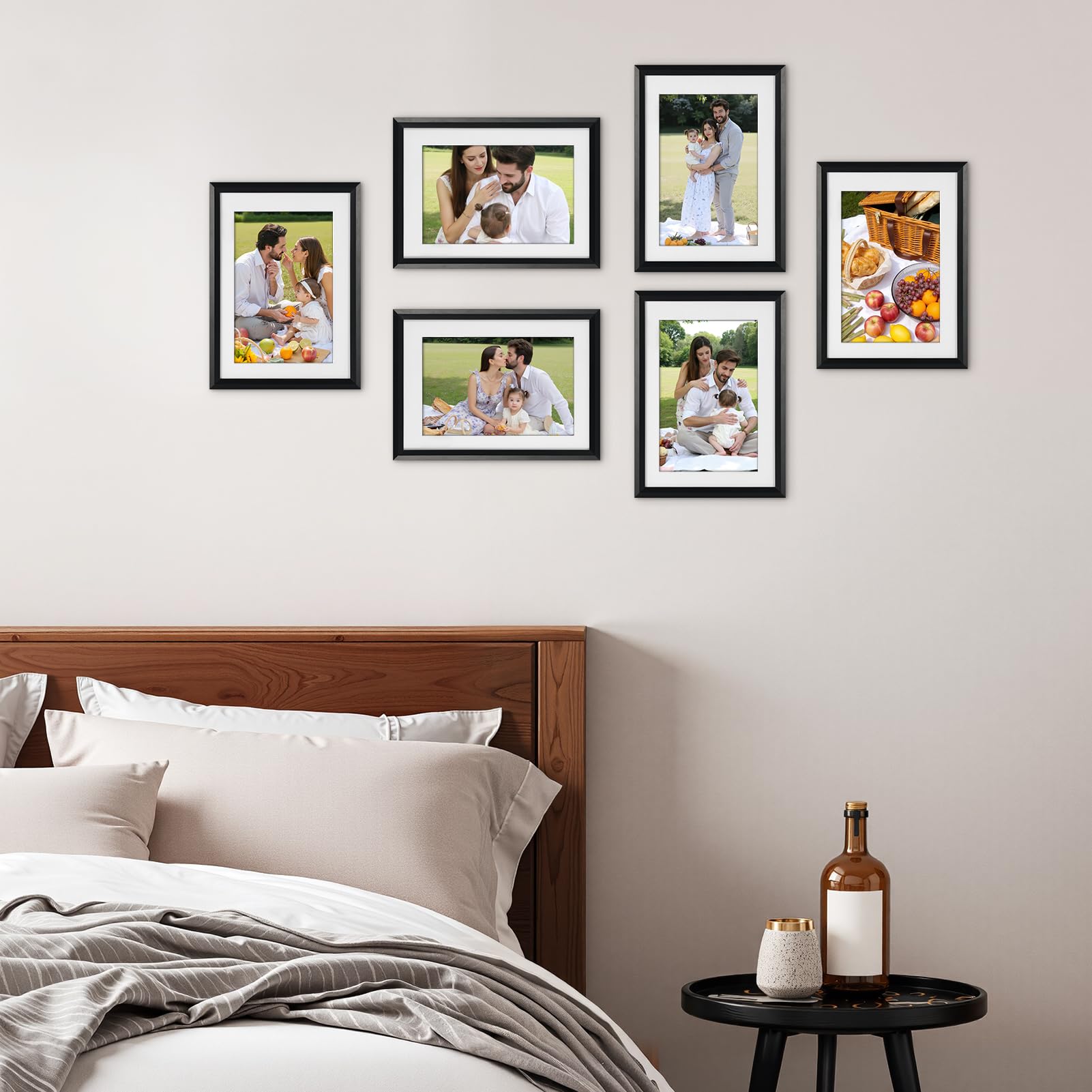 Edenseelake 5x7 Picture Frame Set of 6, Display 4x6 Picture with Mat or 5x7 Without Mat, Black Photo Frame for Wall Hanging or T