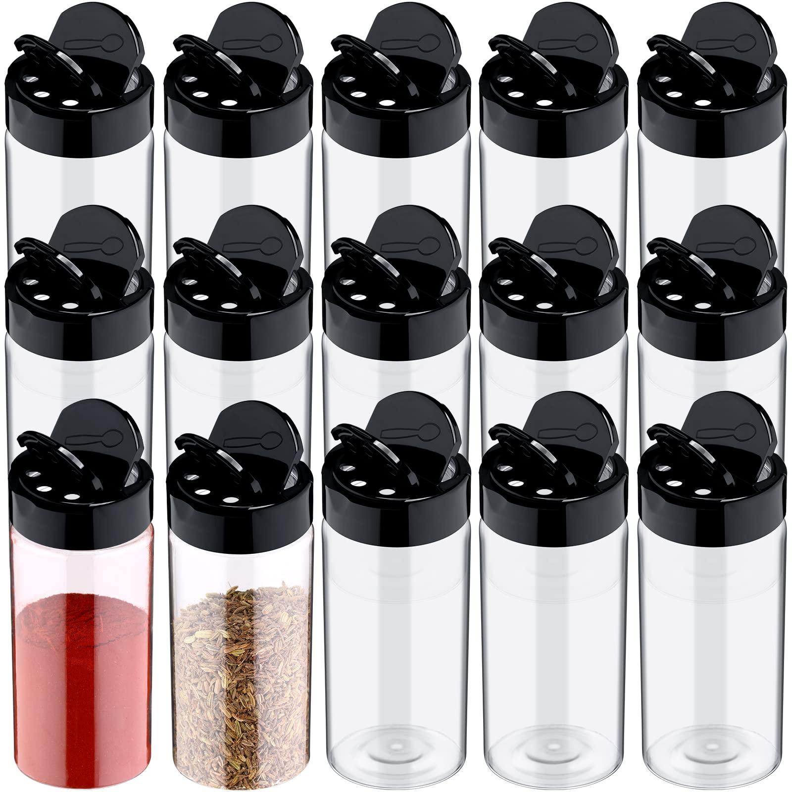 40 Pack Plastic Spice Jar With Shaker Plastic Seasoning Containers 3.5 Oz Plastic Spice Container With Black Plastic Lids Plasti