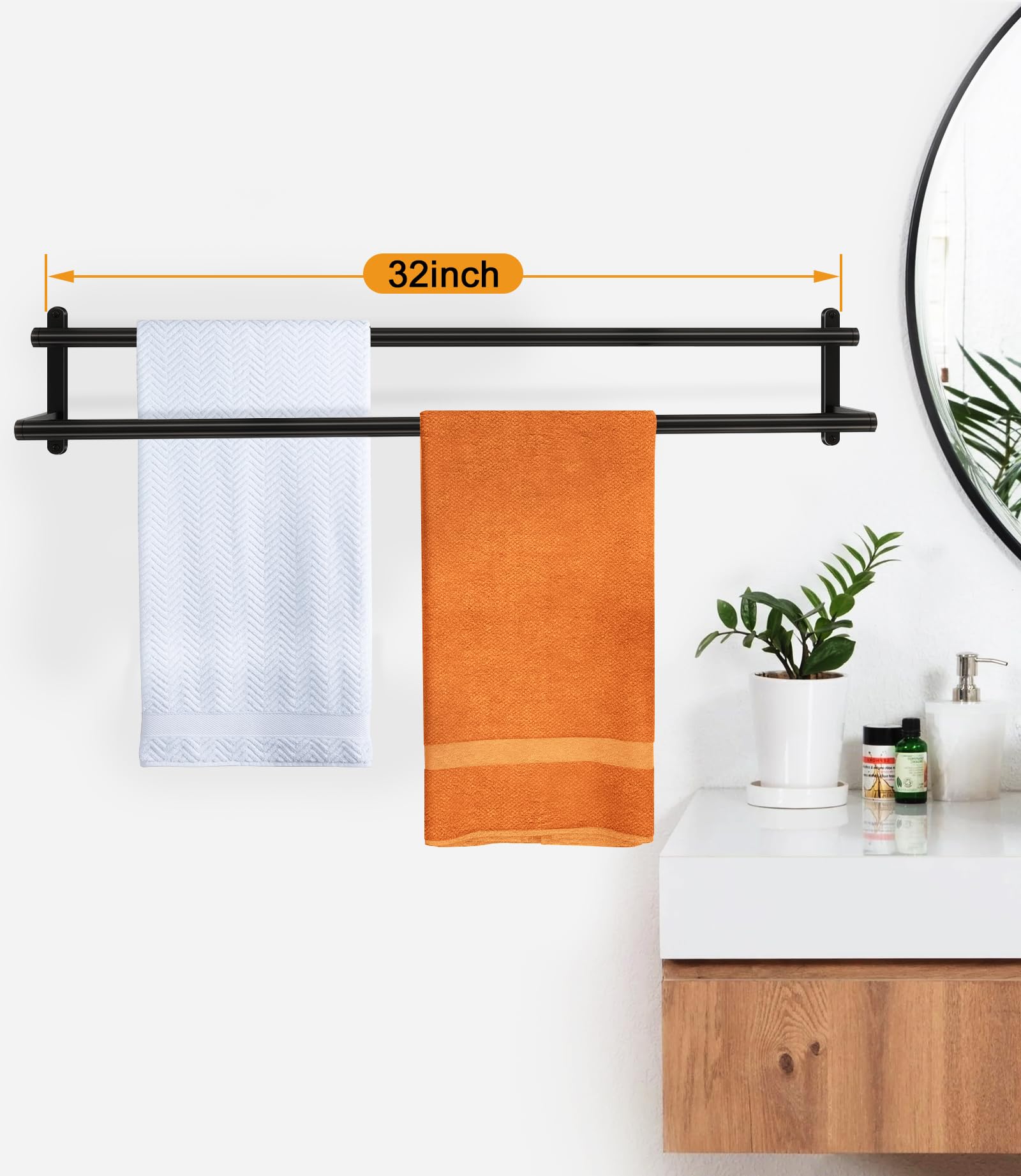 32Inch Double Towel Bar, Jiapaiduo Towel Rack For Bathroom, Stainless Steel Double Bath Towel Bar, Wall Mounted Towel Holder, Ma