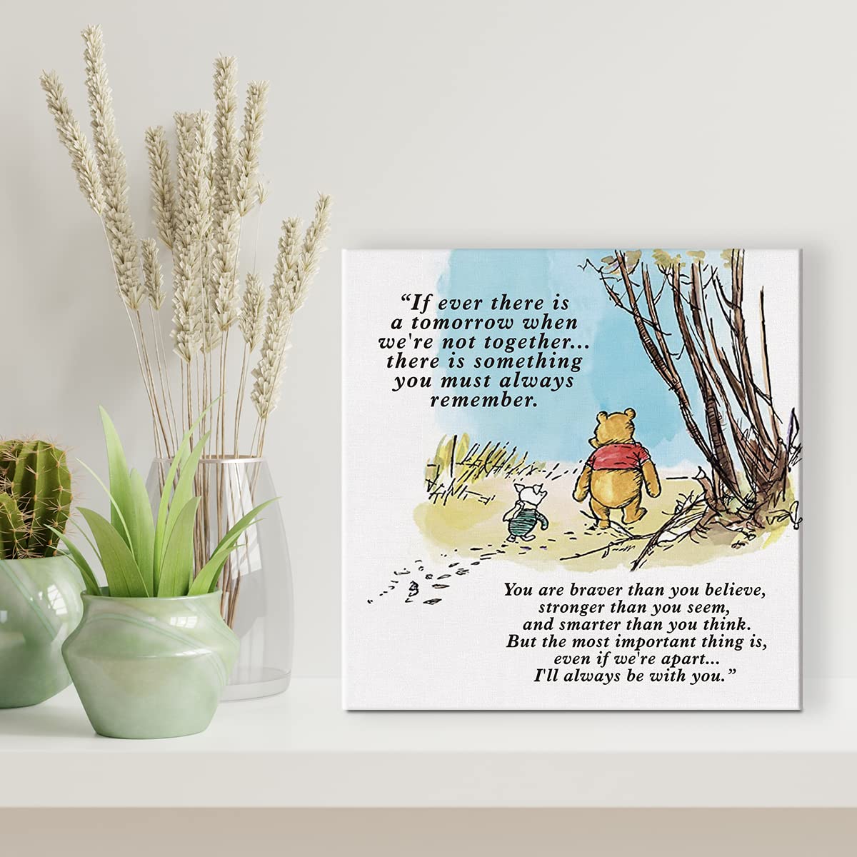 Classic Winnie The Pooh Wall Art Decor If Ever There Is A Tomorrow Quote Canvas Painting Pictures Framed Print Sign Artwork Read