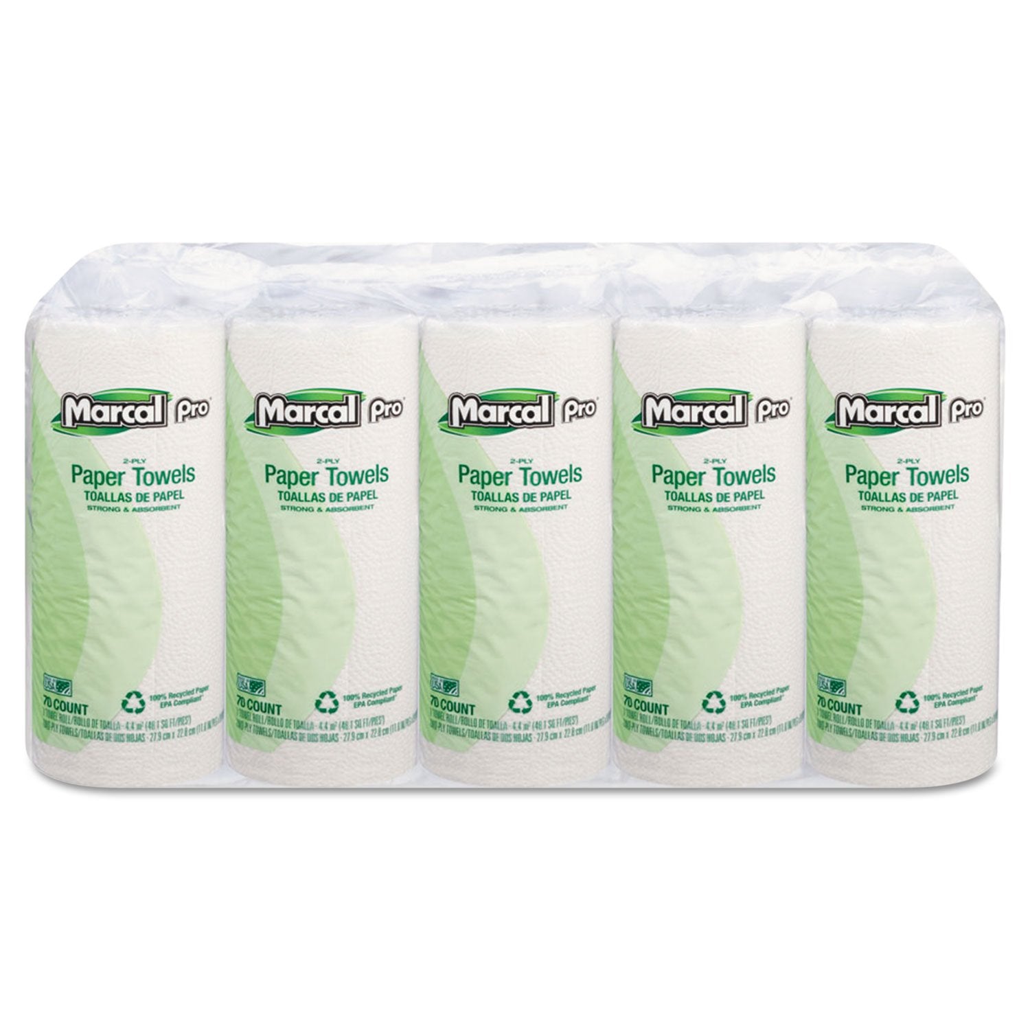 Marcal Two-Ply Kitchen Paper Towels-Kitchen Towell Roll, 2-Ply, 70Shts, 15Rl/Ct, We