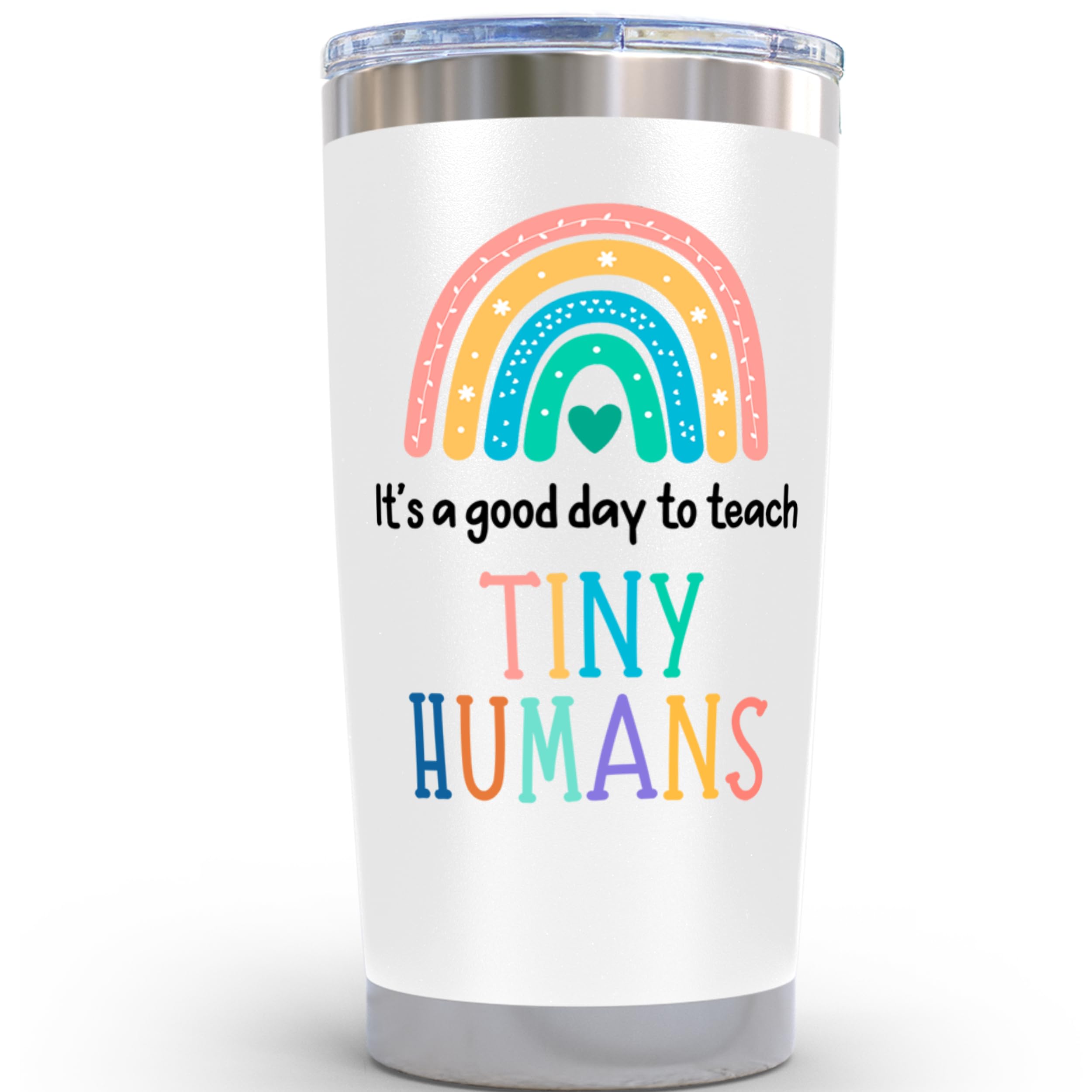 KLUBI Teacher Appreciation Gifts for Women - It s a Good Day To Teach Tiny Humans 20oz White Tumbler Gift for Kindergarten, High