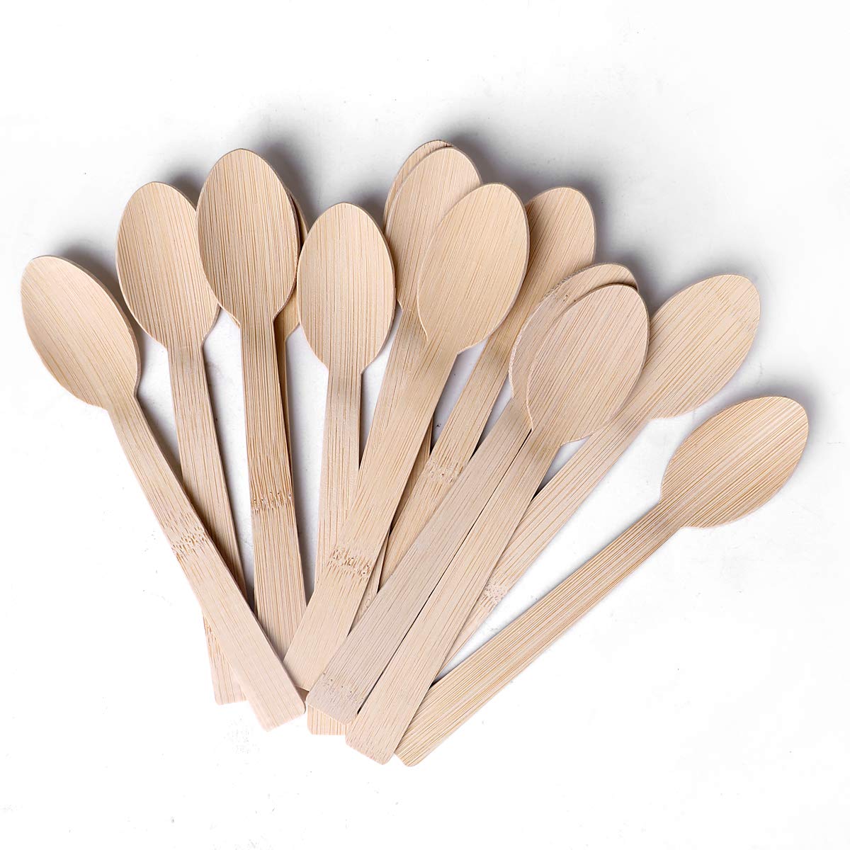 BANBU Bamboo Utensils Disposable- 100PK Bamboo Spoons for Eating 100% Biodegradable Compostable Renewable Natural Travel Cutlery