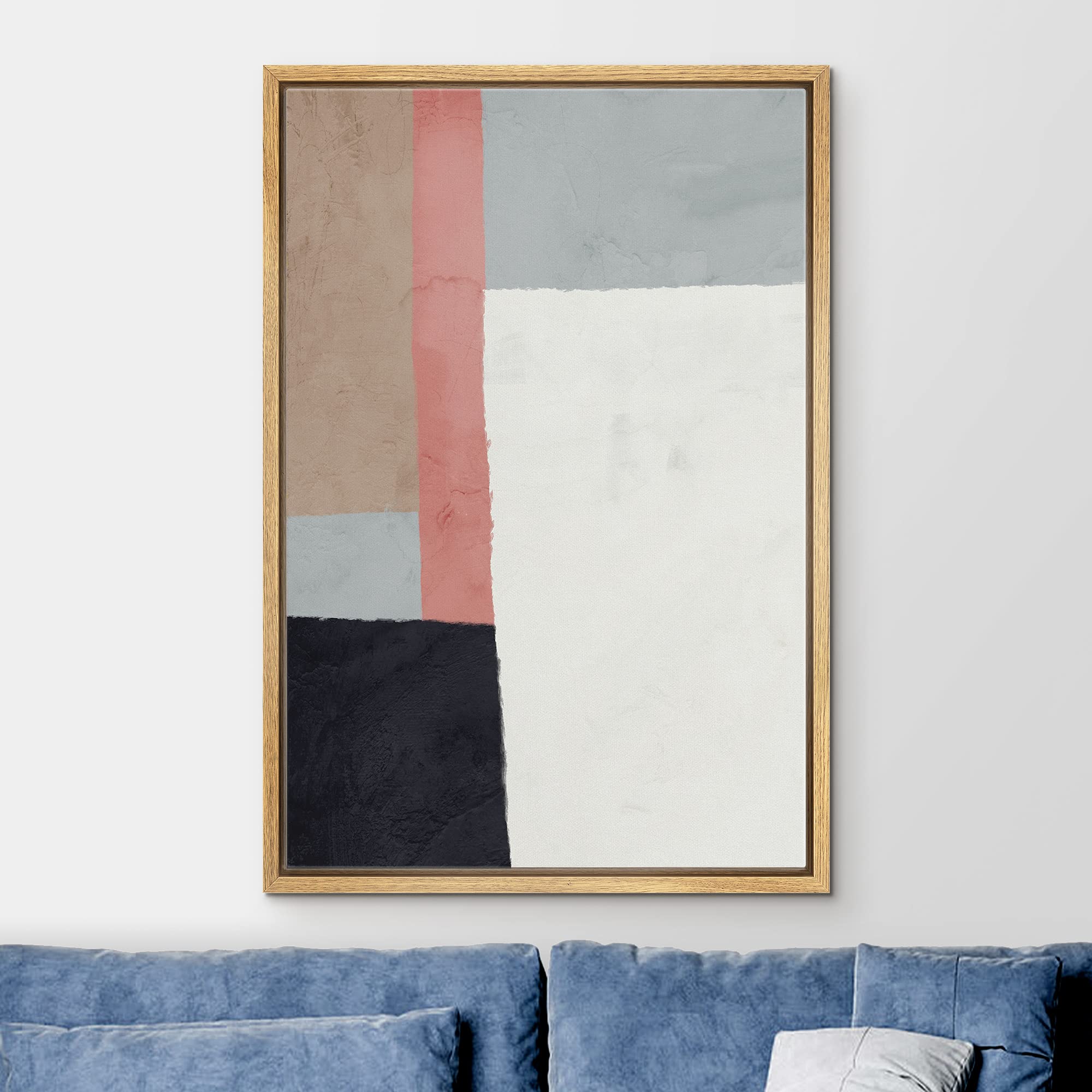 Ashbrook Framed Canvas Print Wall Art Multicolor Pastel Color Block Polygon Composition Abstract Shapes Illustrations Modern Boh
