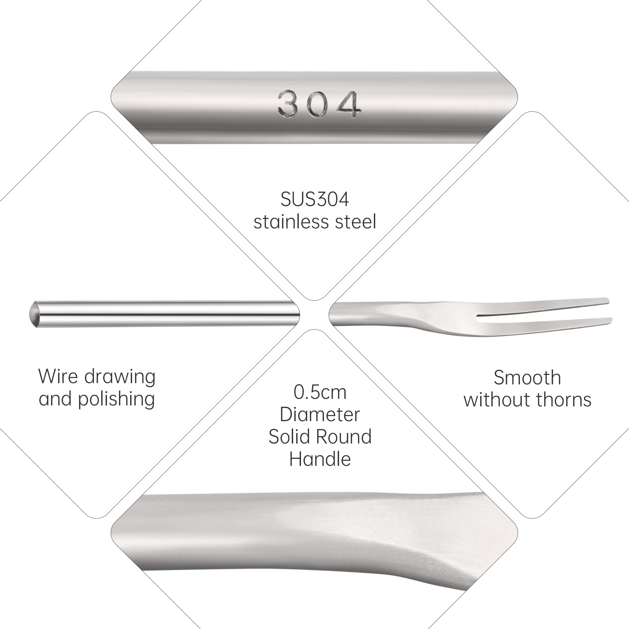 4-Piece 8.7-Inch Stainless Steel Pickle Forks, 22 Cm Dessert Fork, Fruit Fork, Salad Fork, Seafood Fork, Olive Fork, Escargot Fo