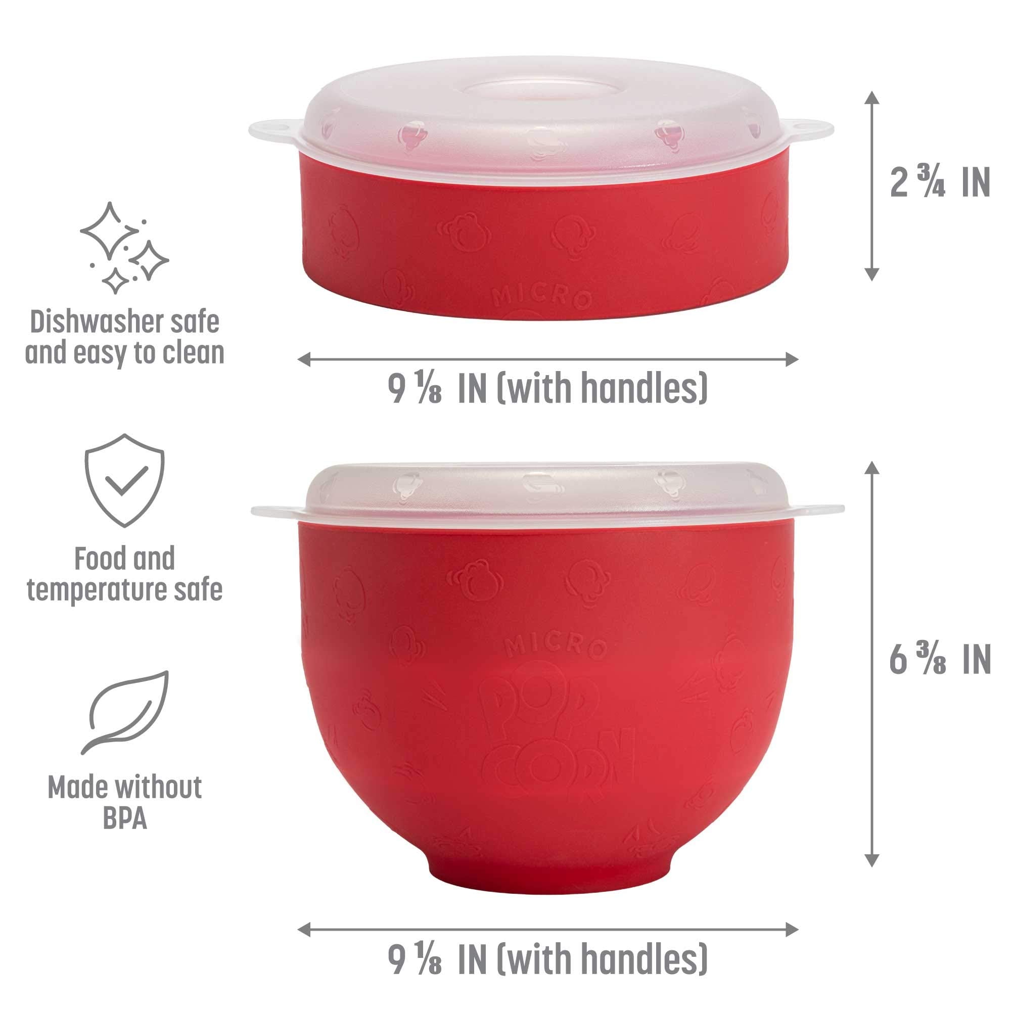 Goodful Silicone Popcorn Popper, Collapsible Hot Air Microwavable Popcorn Maker, Bowl Made Without Bpa, Red