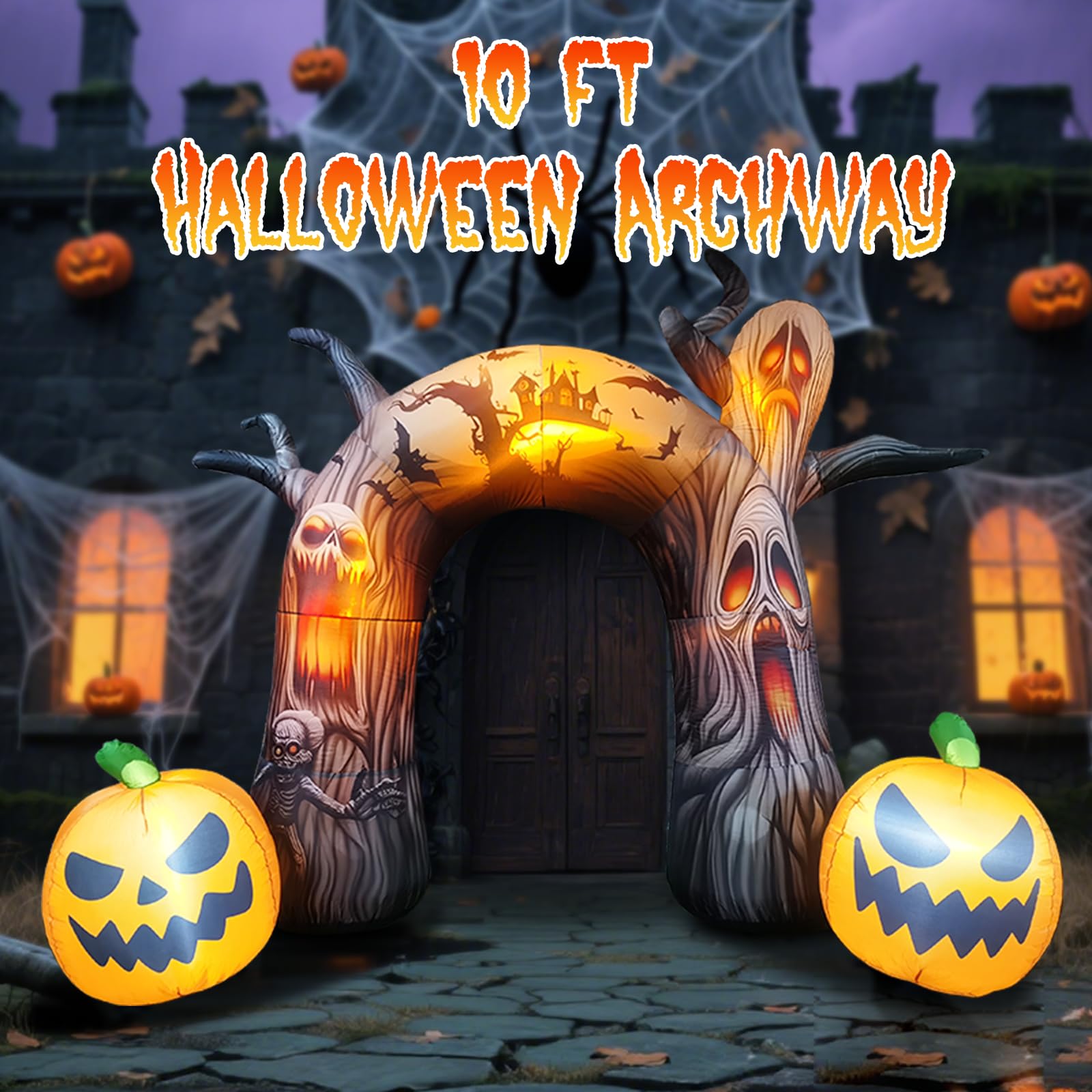 10FT Halloween Arch Inflatable with Built-in LED Lights, Demon Archway Inflatables Decoration, Blow Up Lawn Yard Garden Inflatab