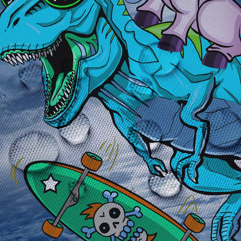 Funny Dinosaur Shower Curtain Set For Kids Bathroom, Cute Unicorn Riding Dinosaur Rainbow Decor Fabric Shower Curtains Sets Gala