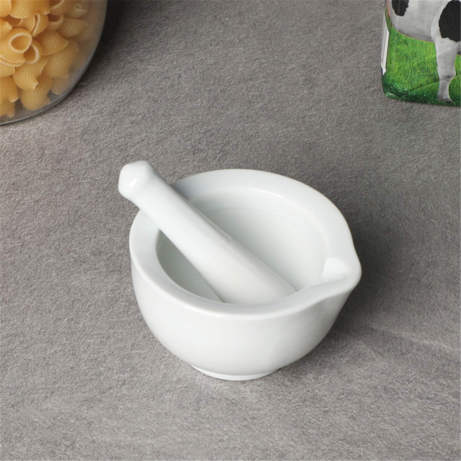 Leetoyi Porcelain Mortar And Pestle, Ceramic Herb Grinder Pill Crusher Set, 3.3-Inch White