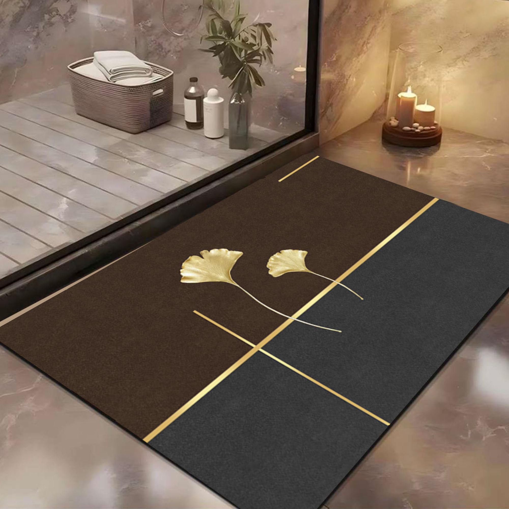 Yellow Weaves 3 Pcs Anti Slip Water Soaking Floor Mat, Water Absorbent Non Slip Bath Mat, Quick Dry Mat For Bathroom, Door Mat F
