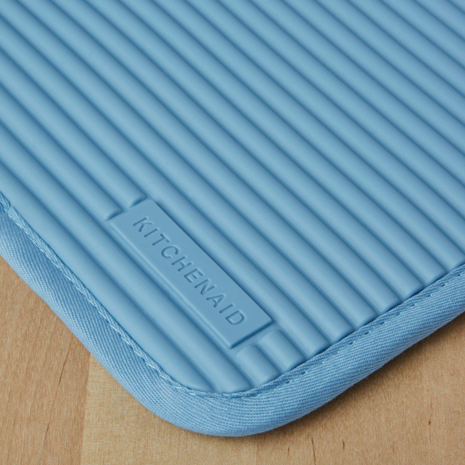 KitchenAid Ribbed Soft Silicone Pot Holder 2-Pack Set, Blue Velvet, 7x9