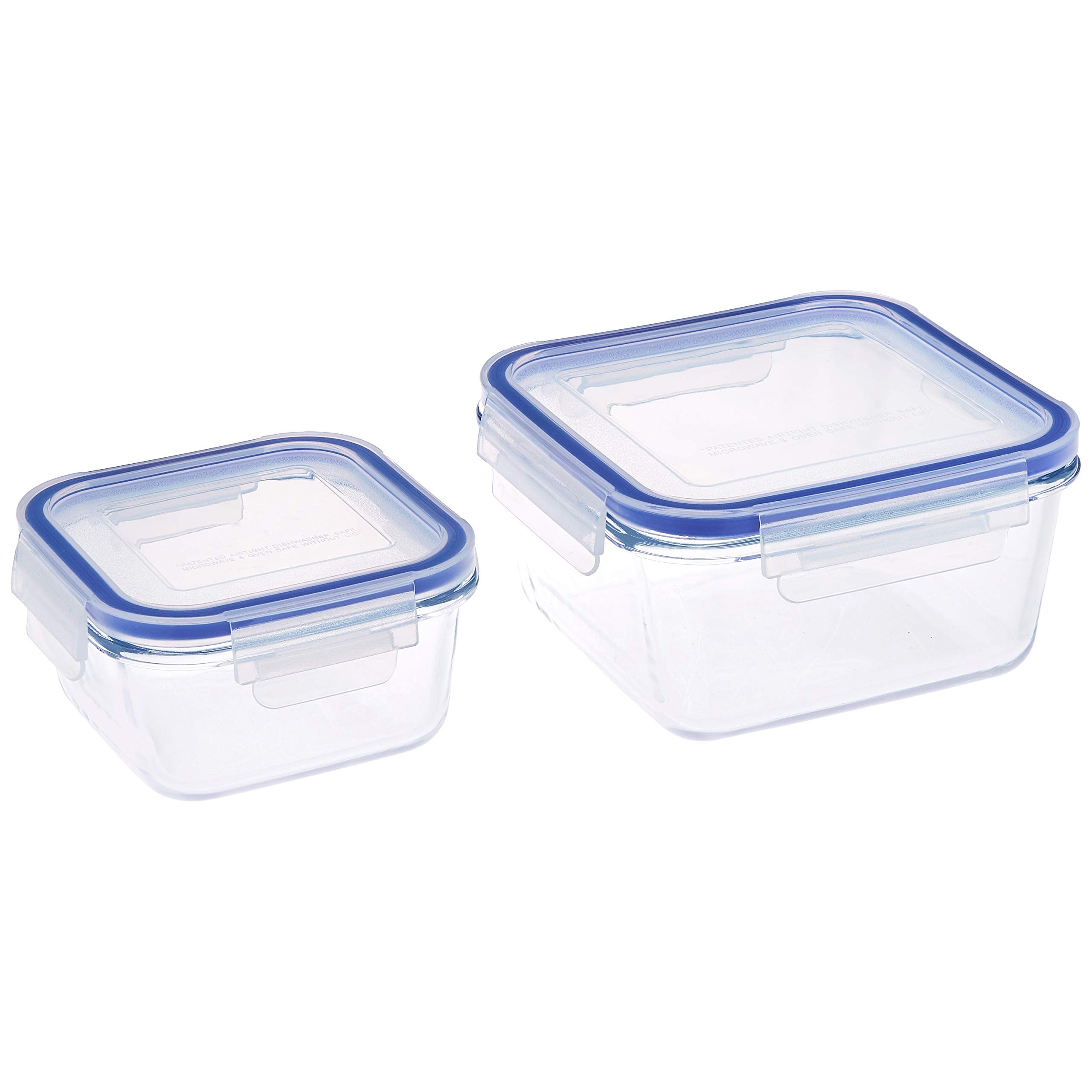 Amazon Brand - Solimo Square Glass Storage Container Set, Set Of 2, Transparent -450Ml & 900Ml