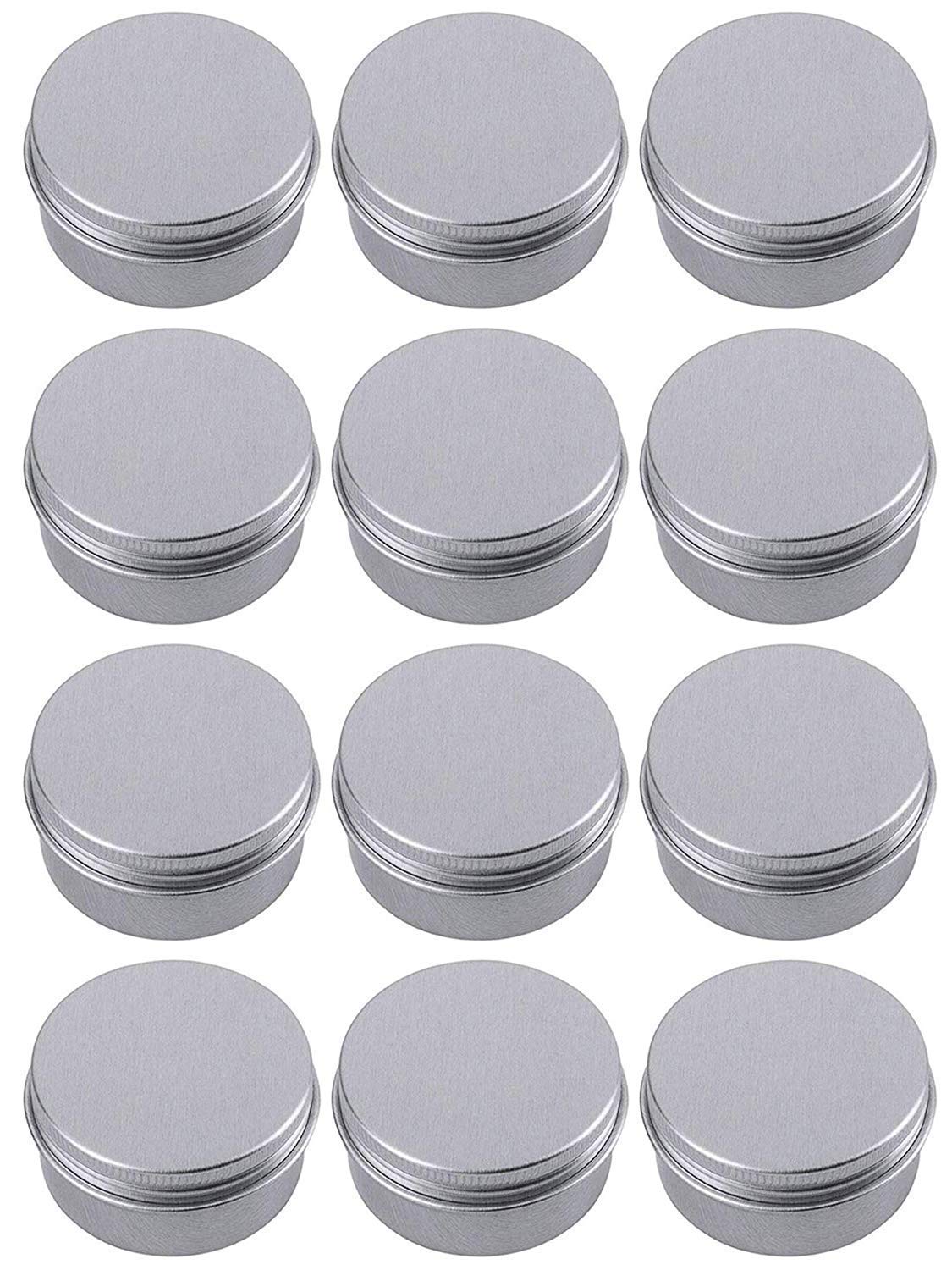 Hulless 0.5 Ounce Aluminum Tin Jar Refillable Containers 15 Ml Aluminum Screw Lid Round Tin Container Bottle For Cosmetic,Lip Ba