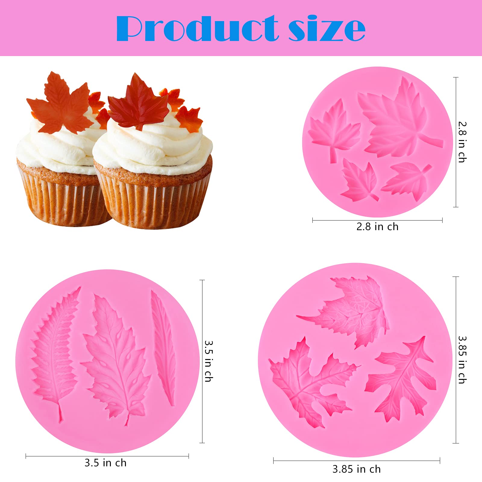 Actvty Silicone Maple Leaf Mold for Fondant, Cupcake Topper, Chocolate Candy, Sugar Craft Cake Decoration, Resin Mold for Fall H